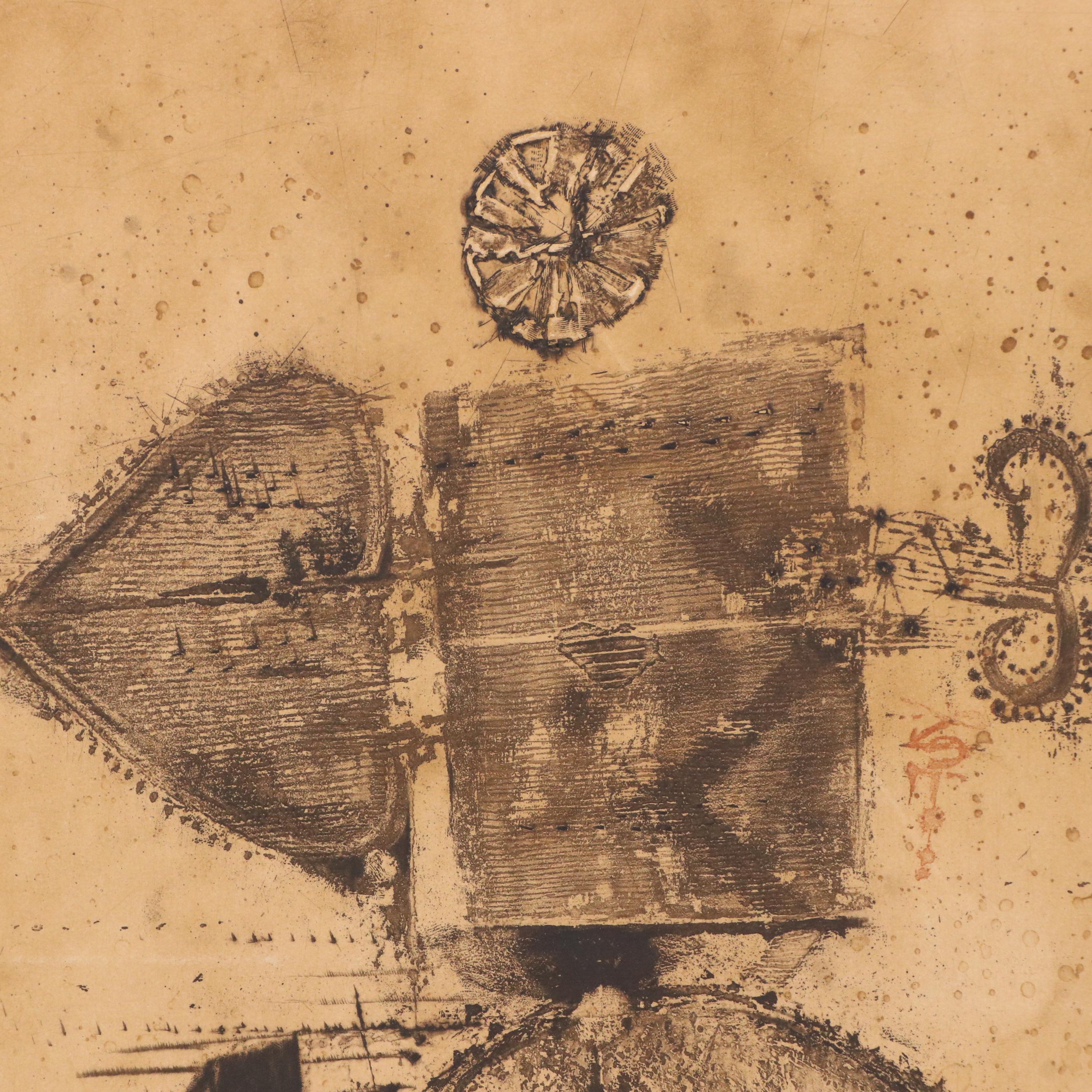 Johnny Friedlaender Aquatint Etching "Poisson Héraldique," 20th C.