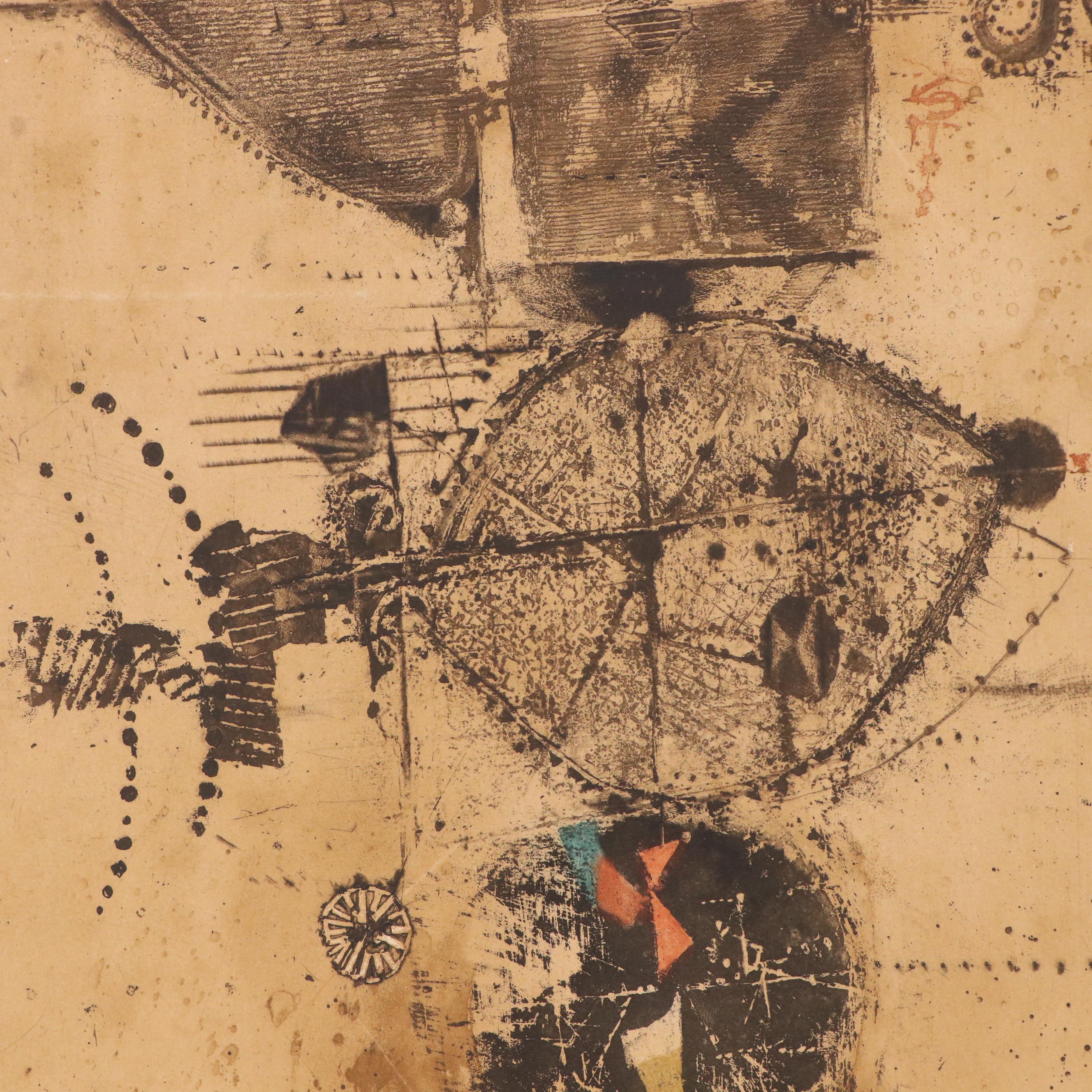 Johnny Friedlaender Aquatint Etching "Poisson Héraldique," 20th C.