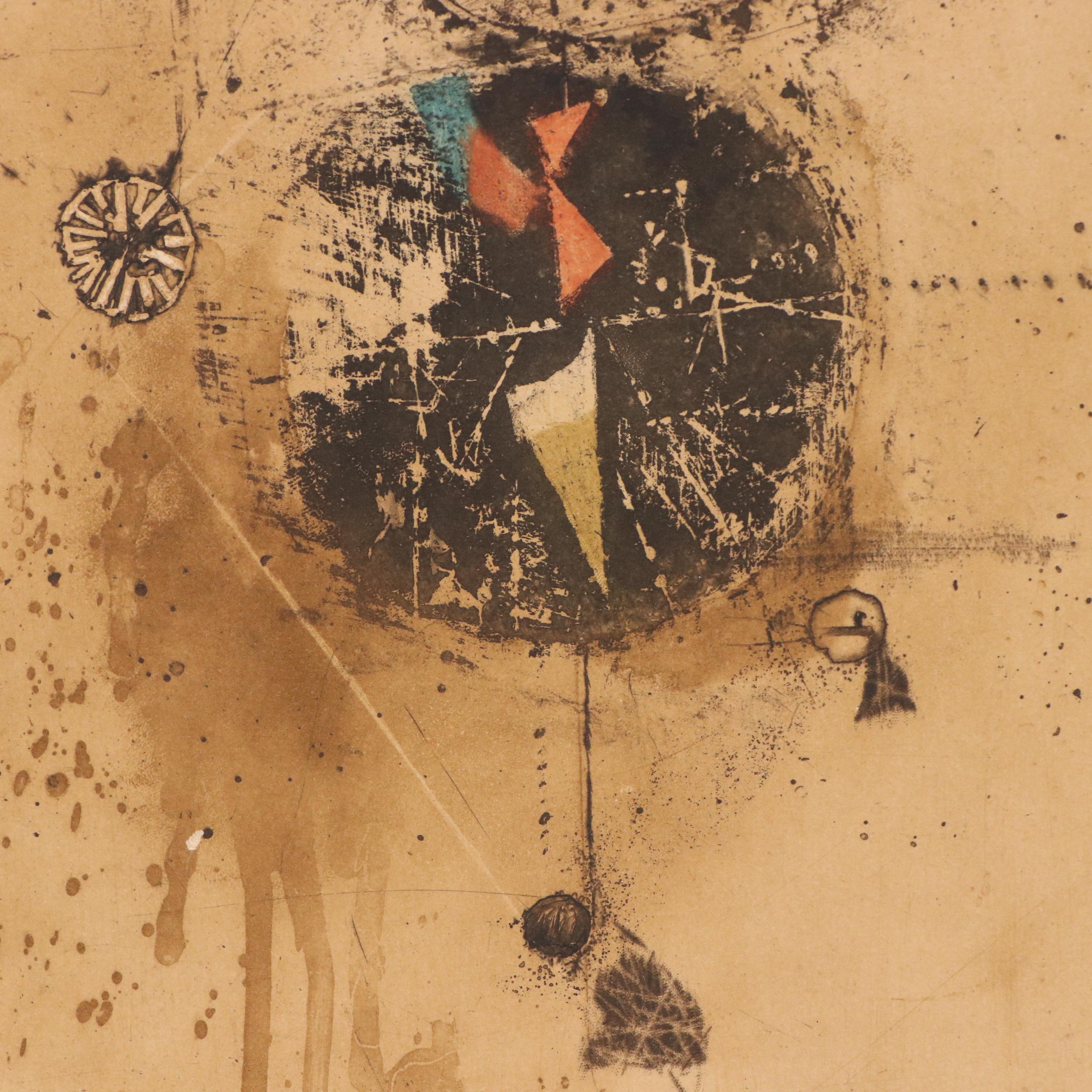 Johnny Friedlaender Aquatint Etching "Poisson Héraldique," 20th C.