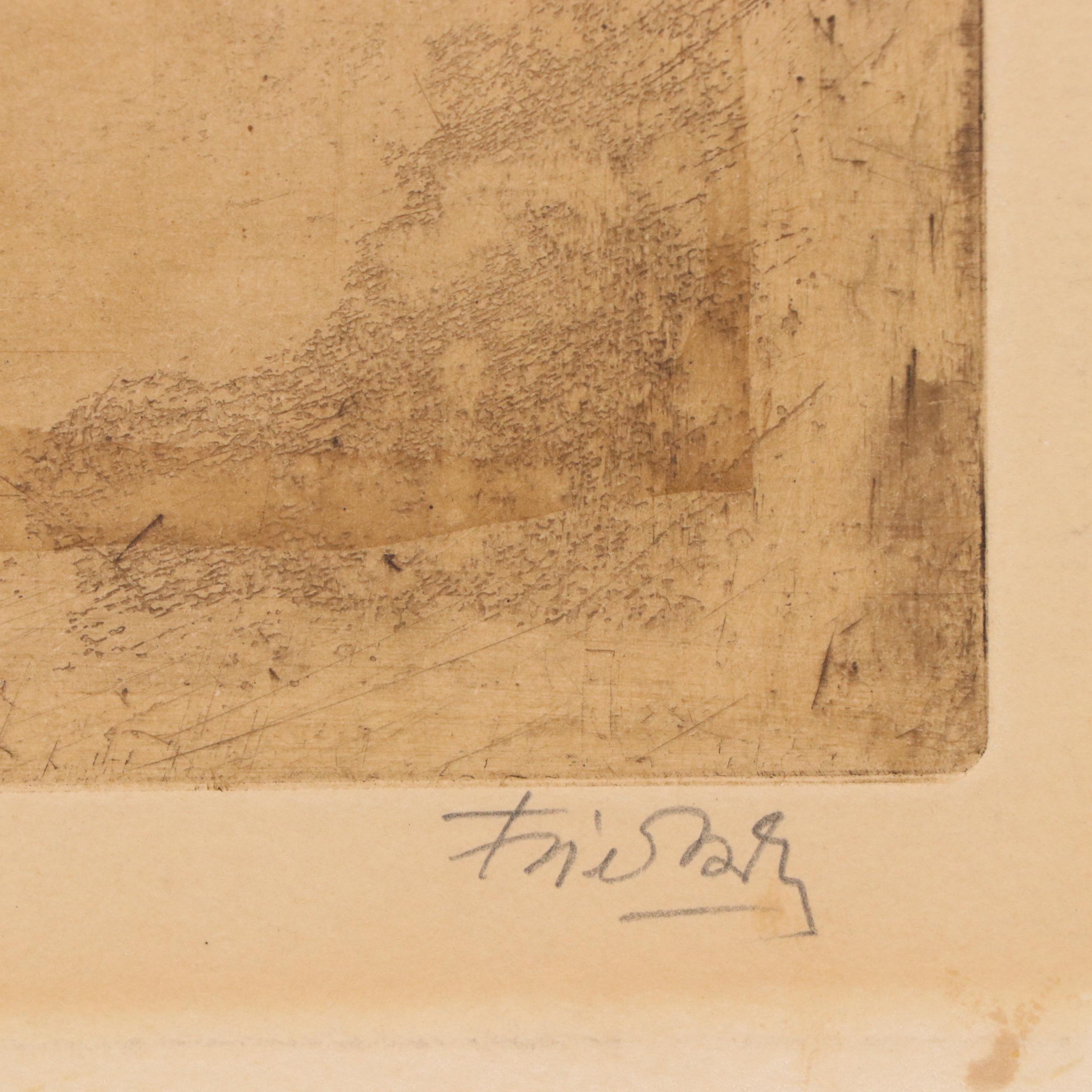 Johnny Friedlaender Aquatint Etching "Poisson Héraldique," 20th C.