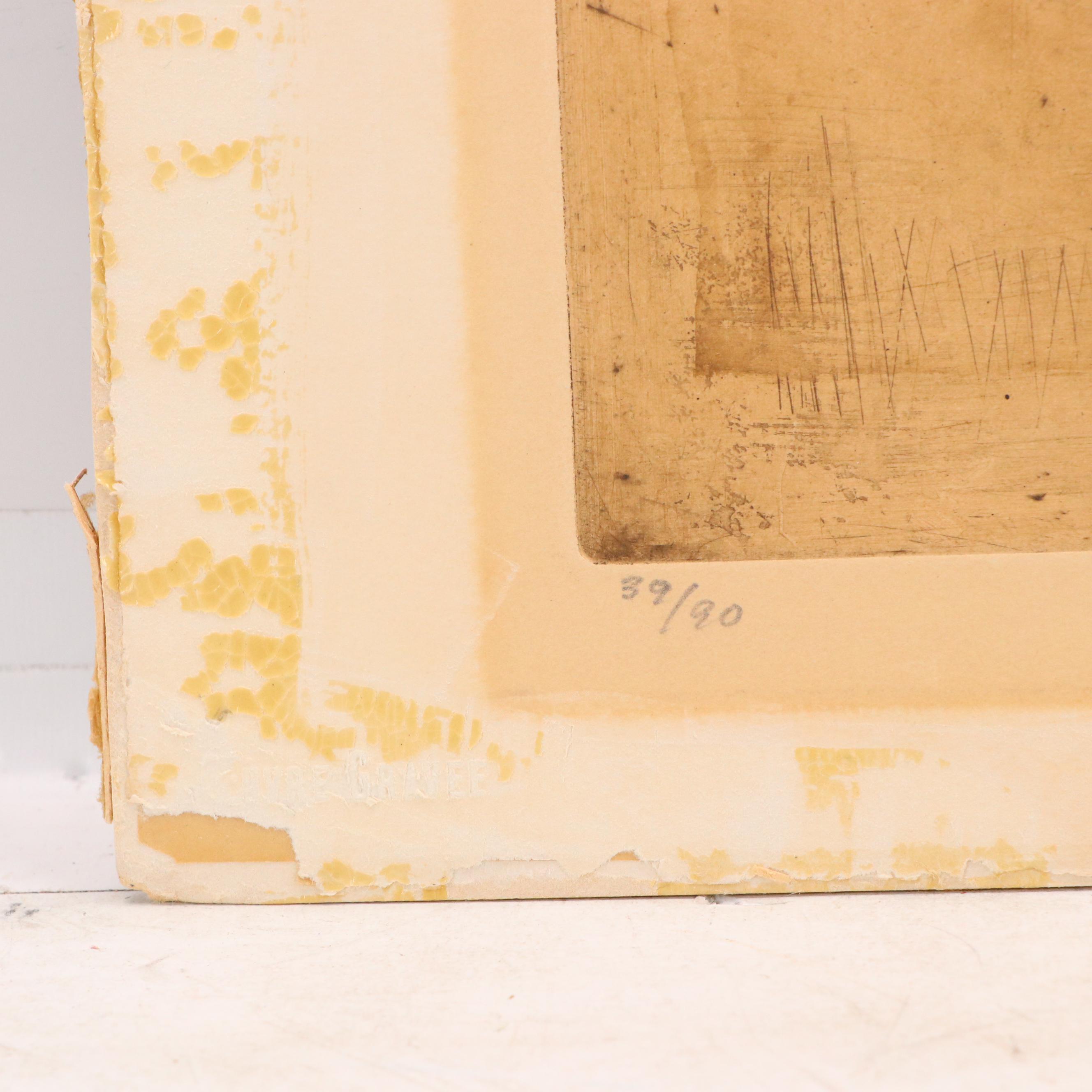 Johnny Friedlaender Aquatint Etching "Poisson Héraldique," 20th C.