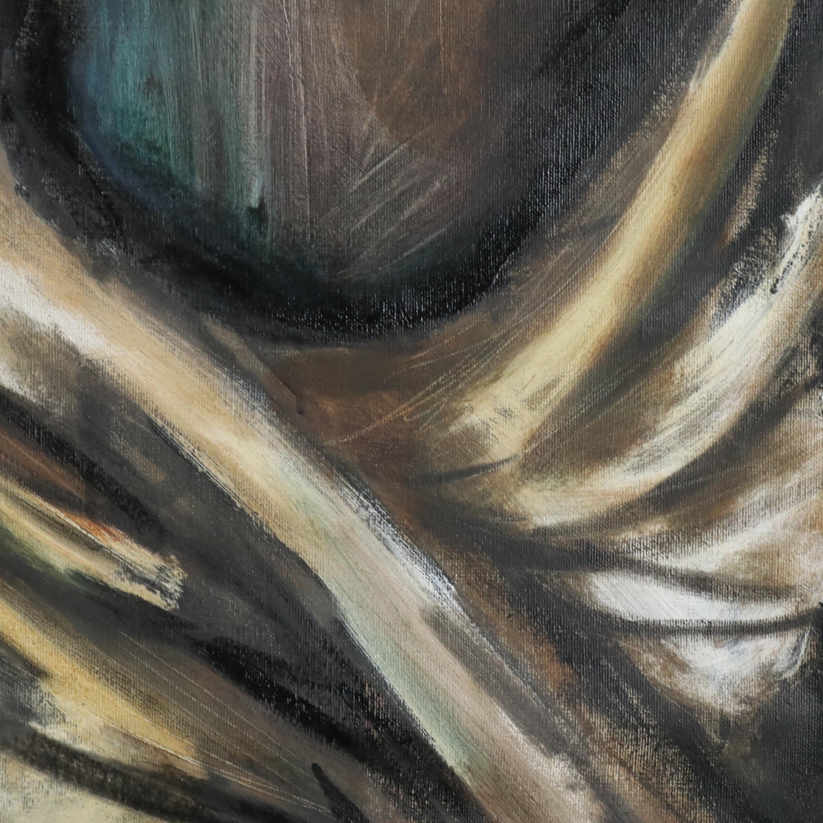 Oil Painting of Abstracted Moonlit Bird