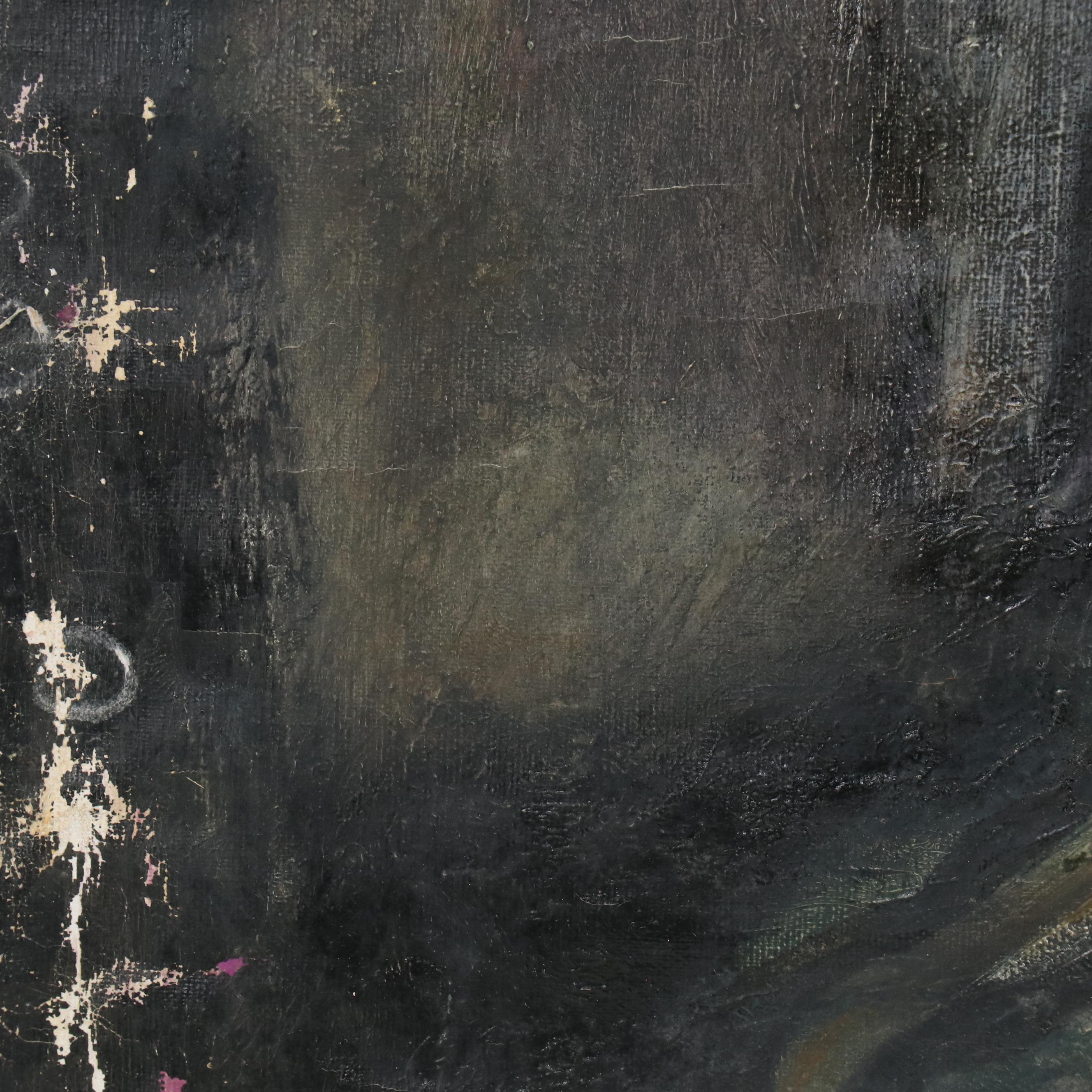 Oil Painting of Abstracted Moonlit Bird