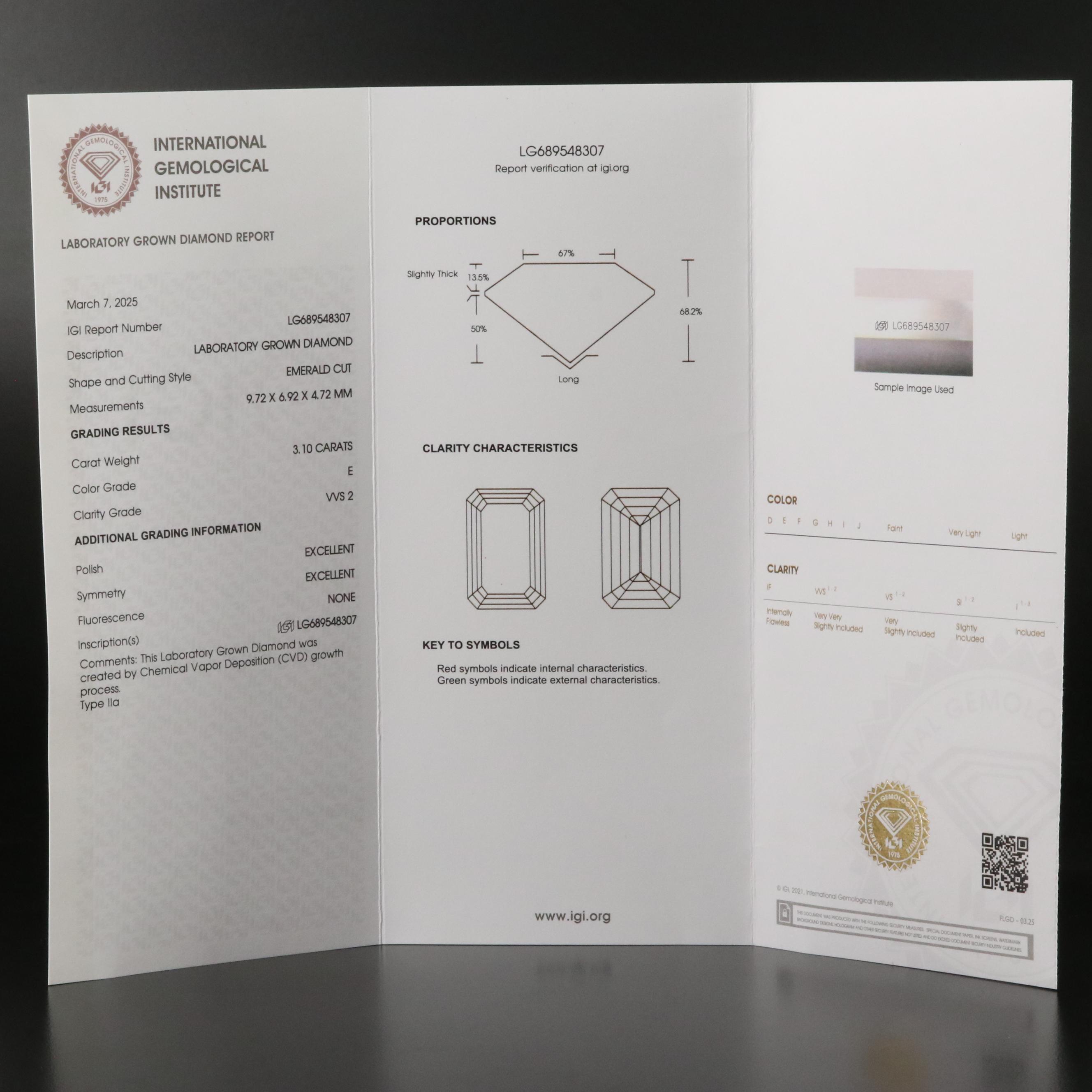 Loose 3.10 CT Lab Grown Diamond with IGI Report