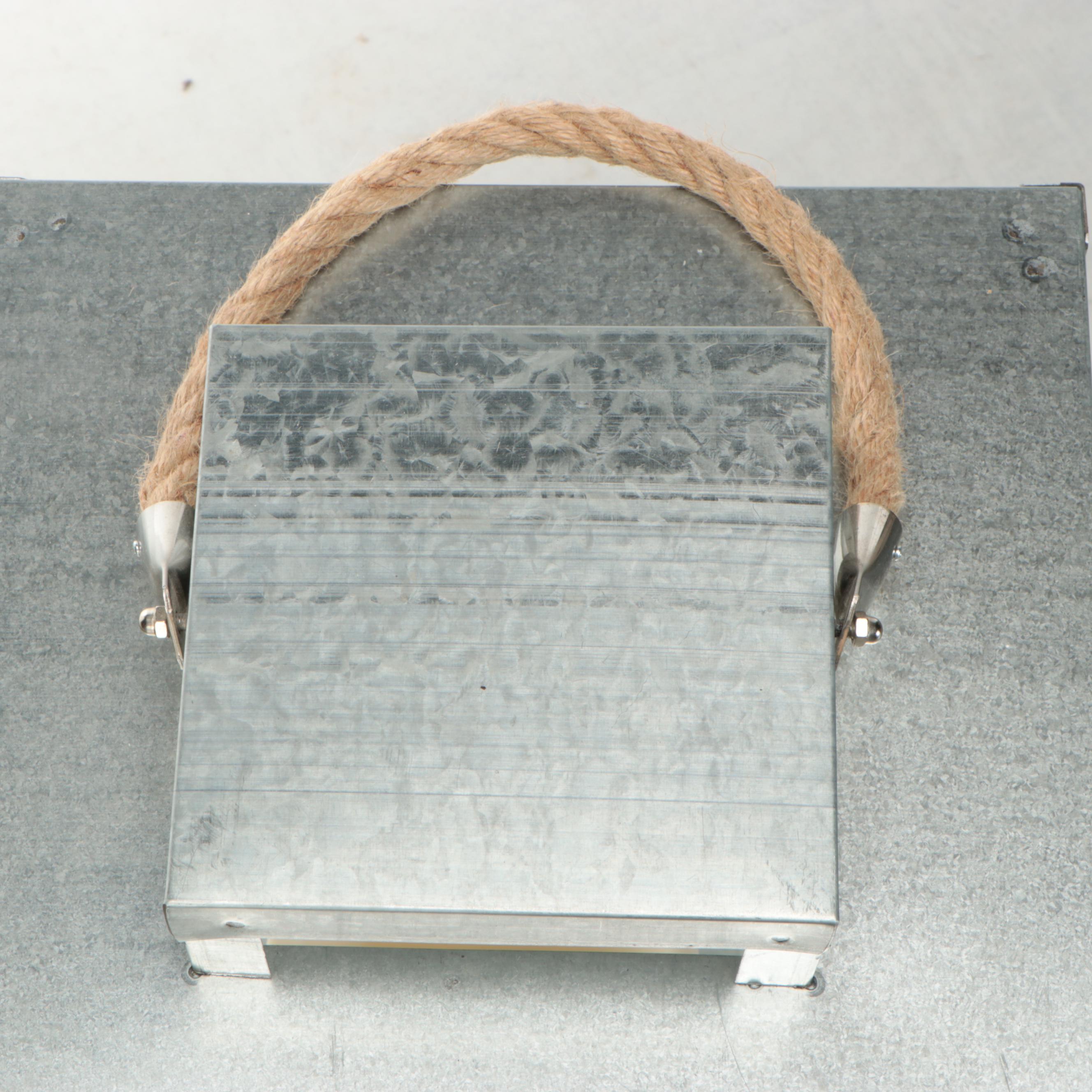 Contemporary Metal and Glass Floor Lantern with Battery-Operated Pillar Candle