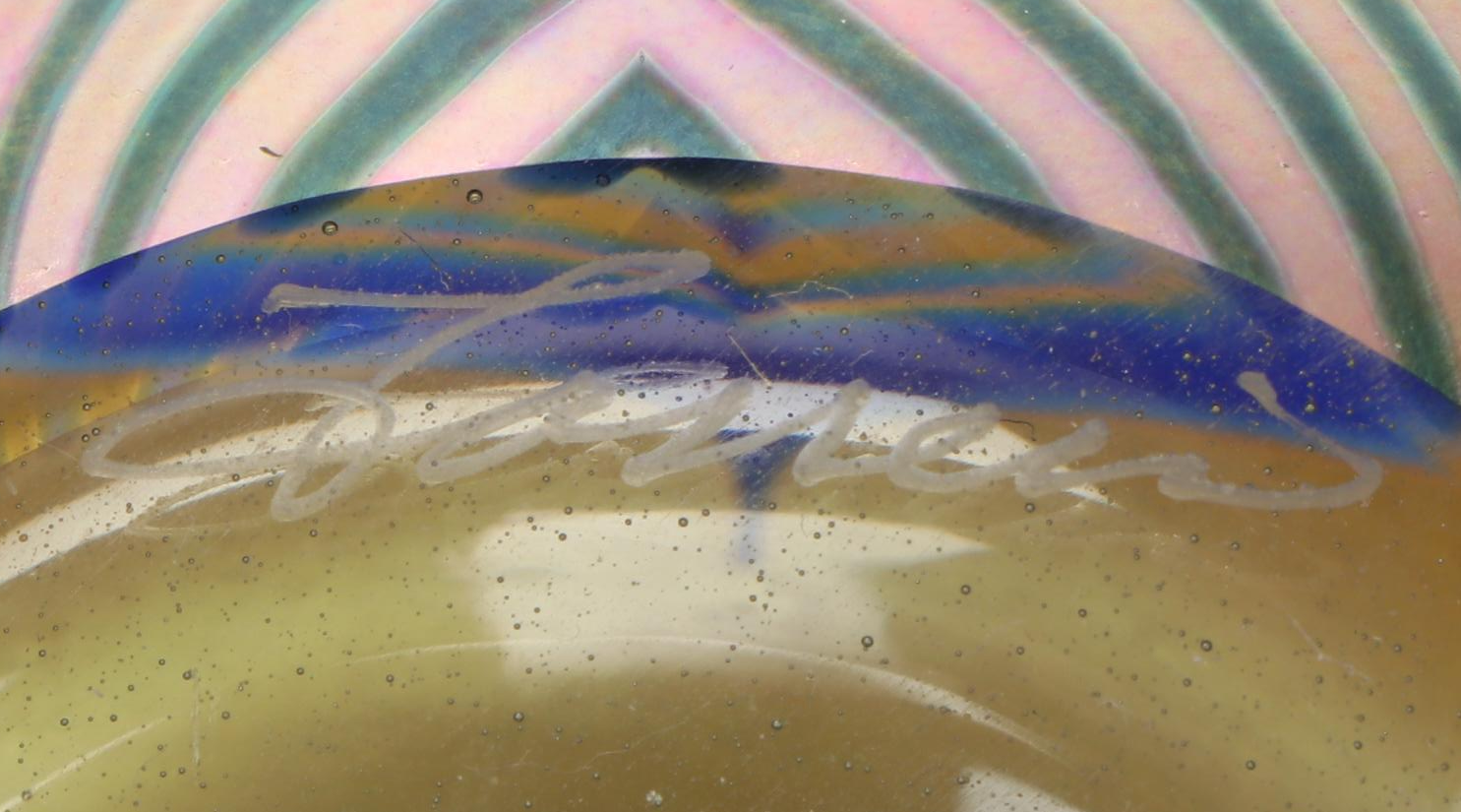 Correia Feathered Art Glass Bud Vase with Lundberg Studios Paperweights