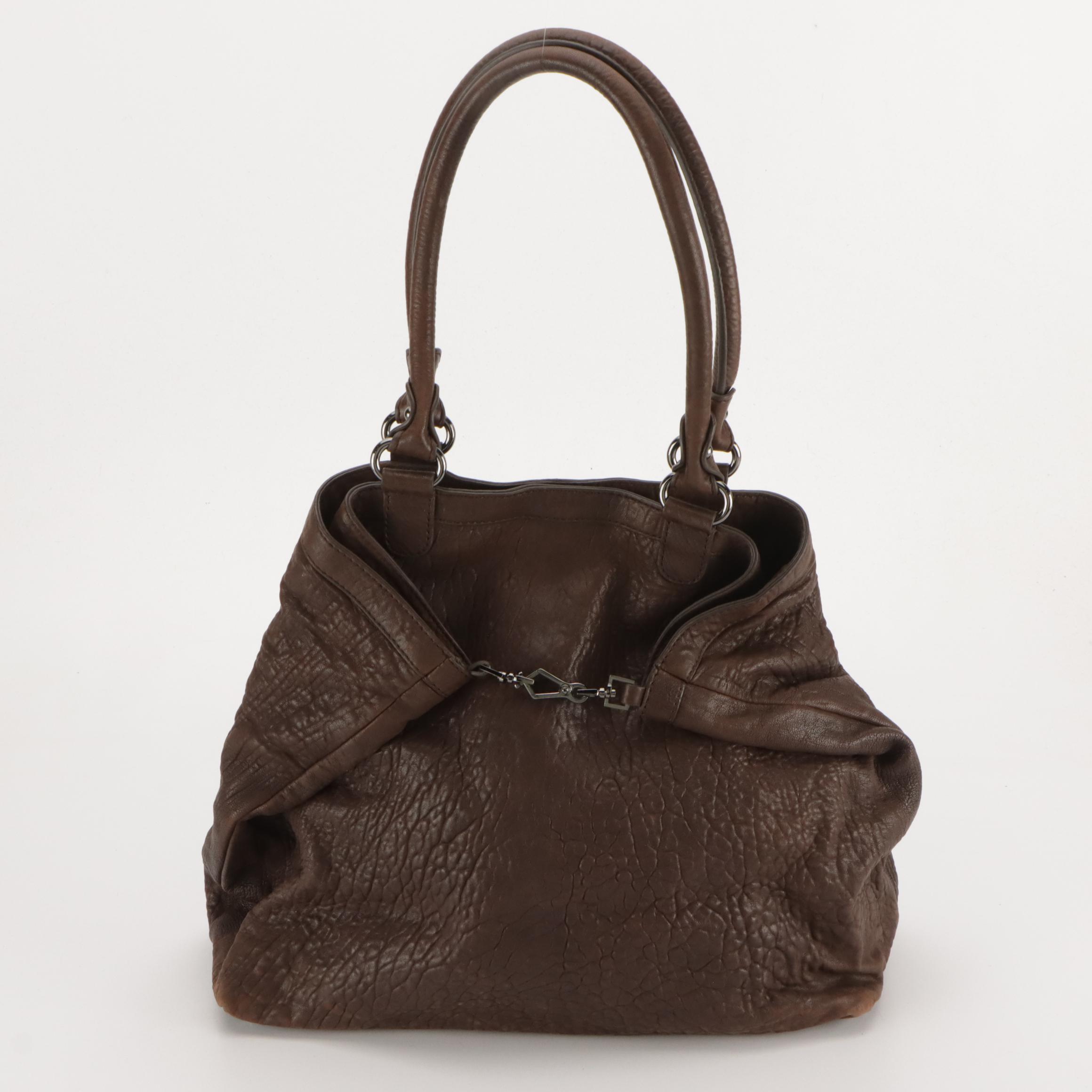 Paloma Picasso Brown Suede Convertible Clutch and Worth Grained Leather Tote