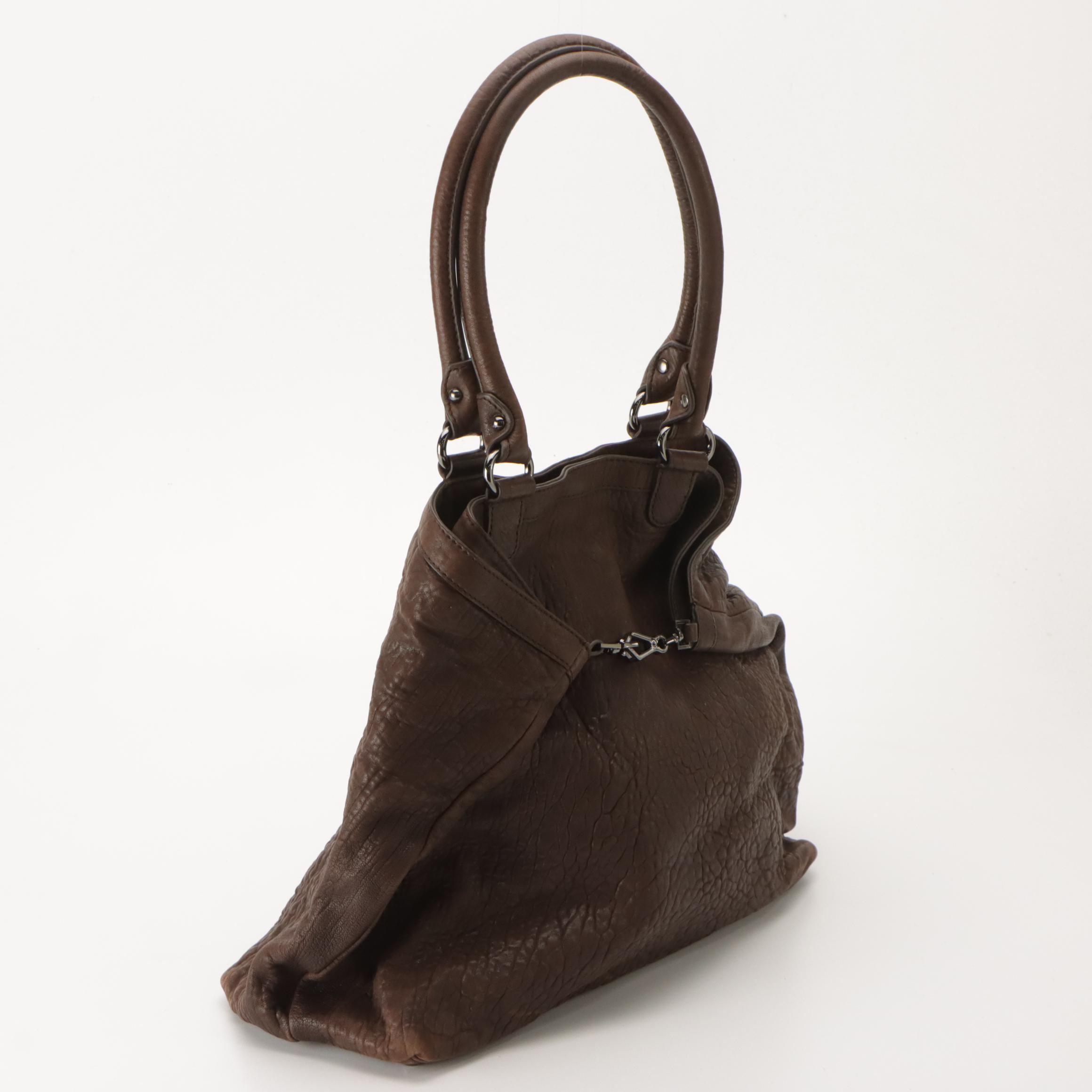 Paloma Picasso Brown Suede Convertible Clutch and Worth Grained Leather Tote