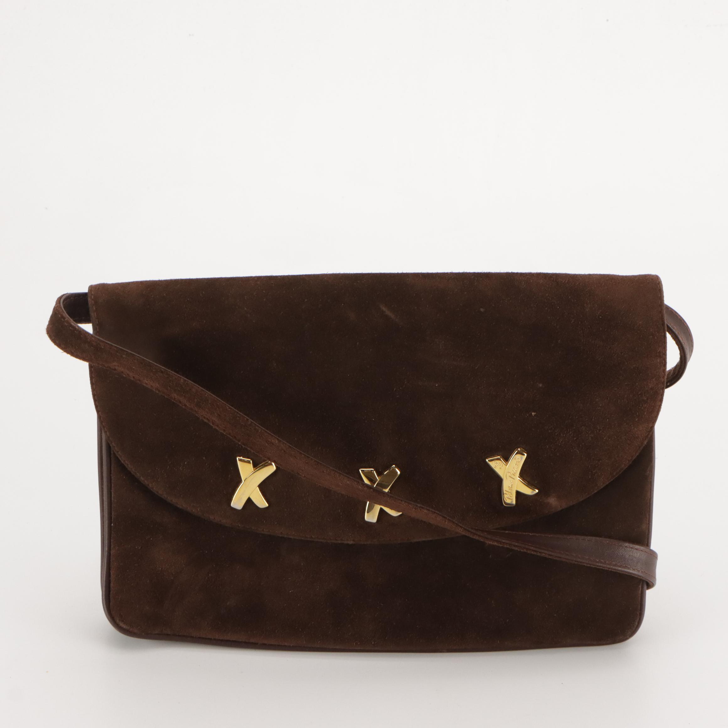 Paloma Picasso Brown Suede Convertible Clutch and Worth Grained Leather Tote