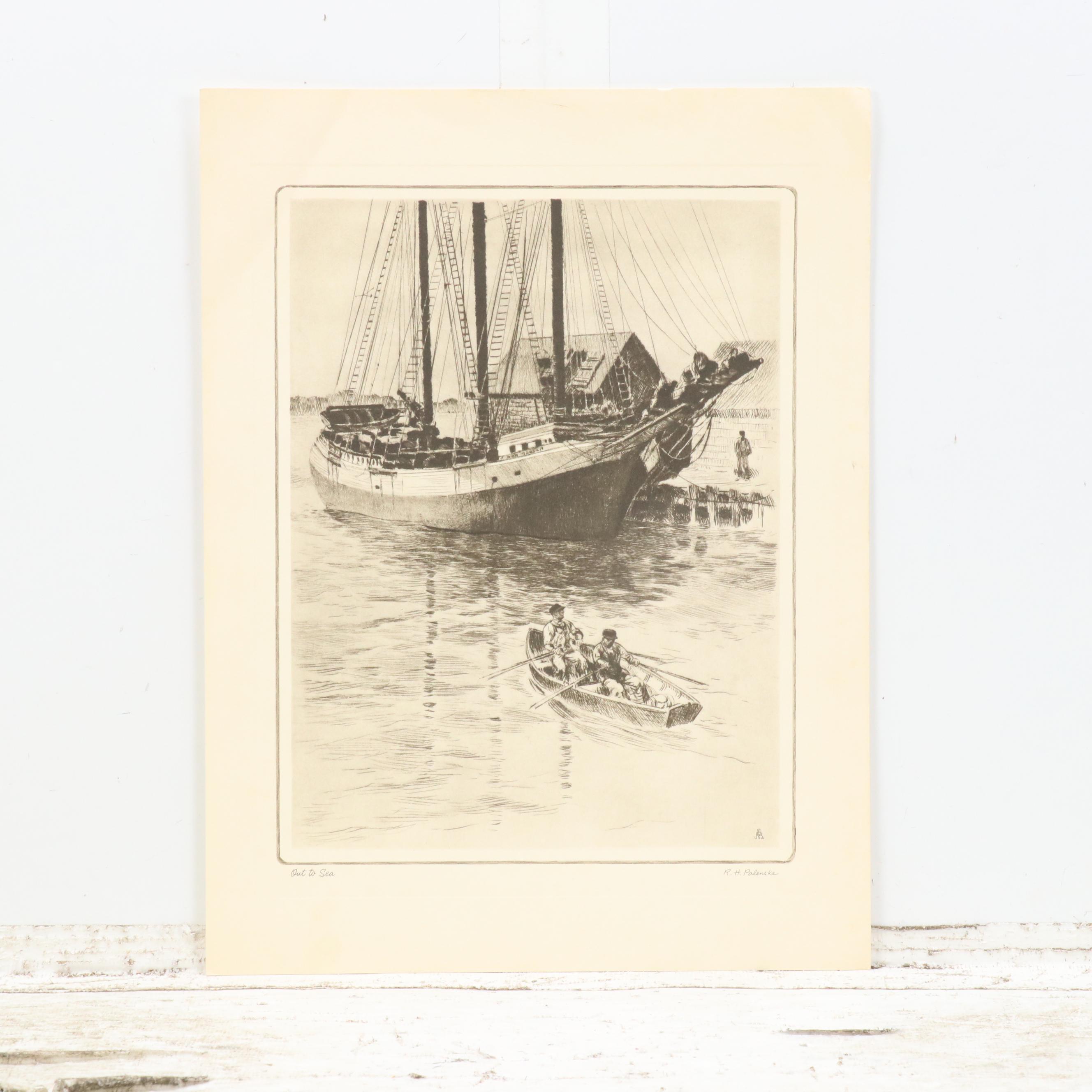 Rotogravures After Reinhold Palenske "Just Fishin'" and "Out to Sea"