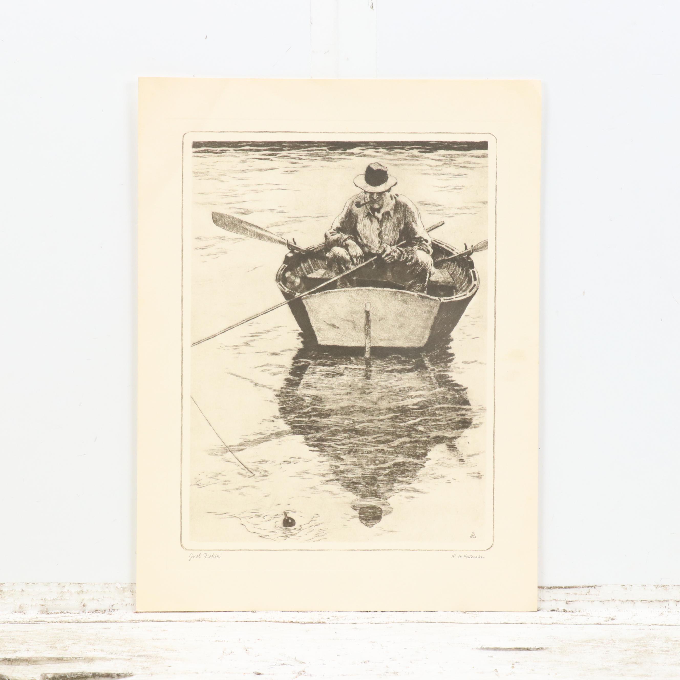Rotogravures After Reinhold Palenske "Just Fishin'" and "Out to Sea"