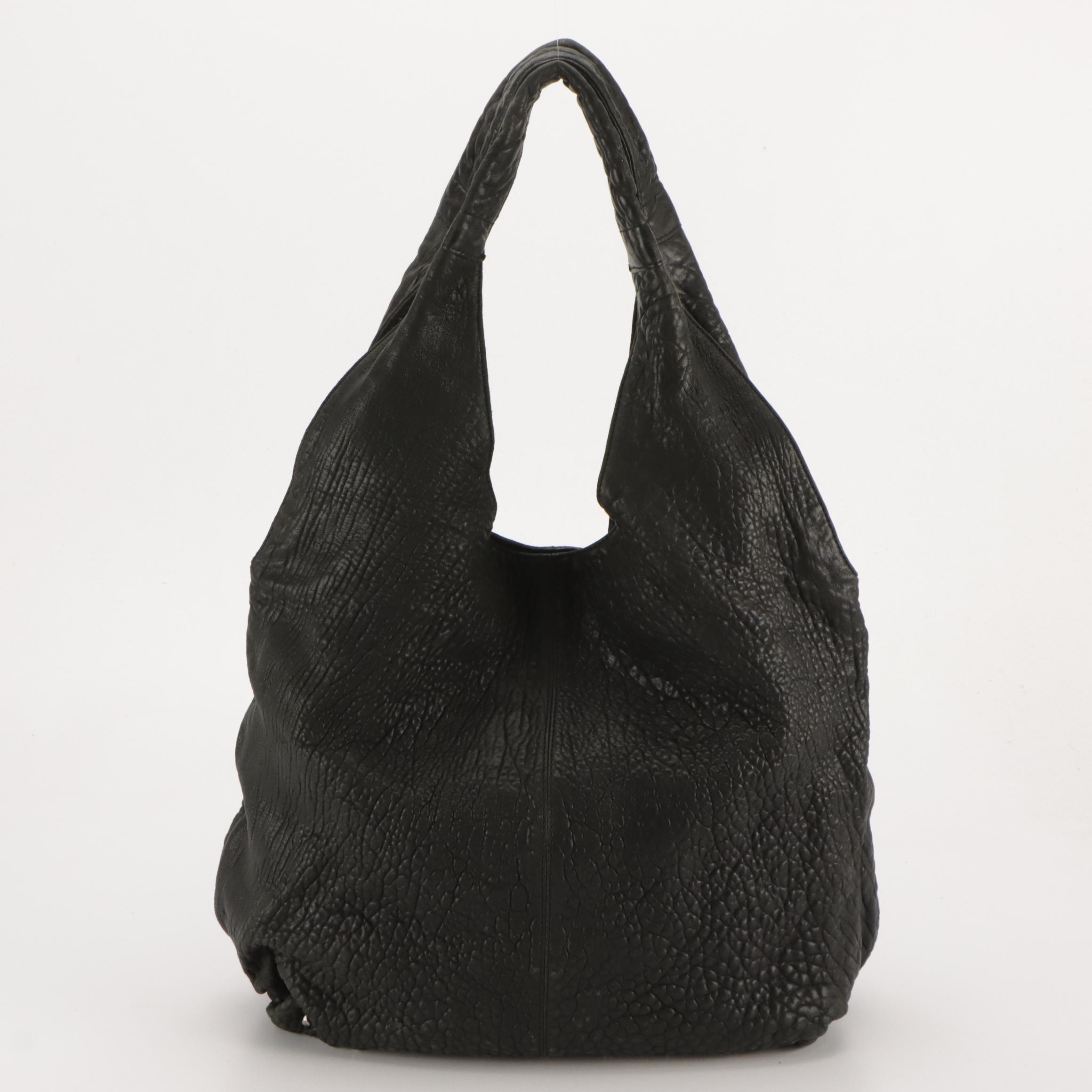 Worth Embossed Snakeskin Two-Way Messenger Bag W/ Large Grained Leather Hobo Bag