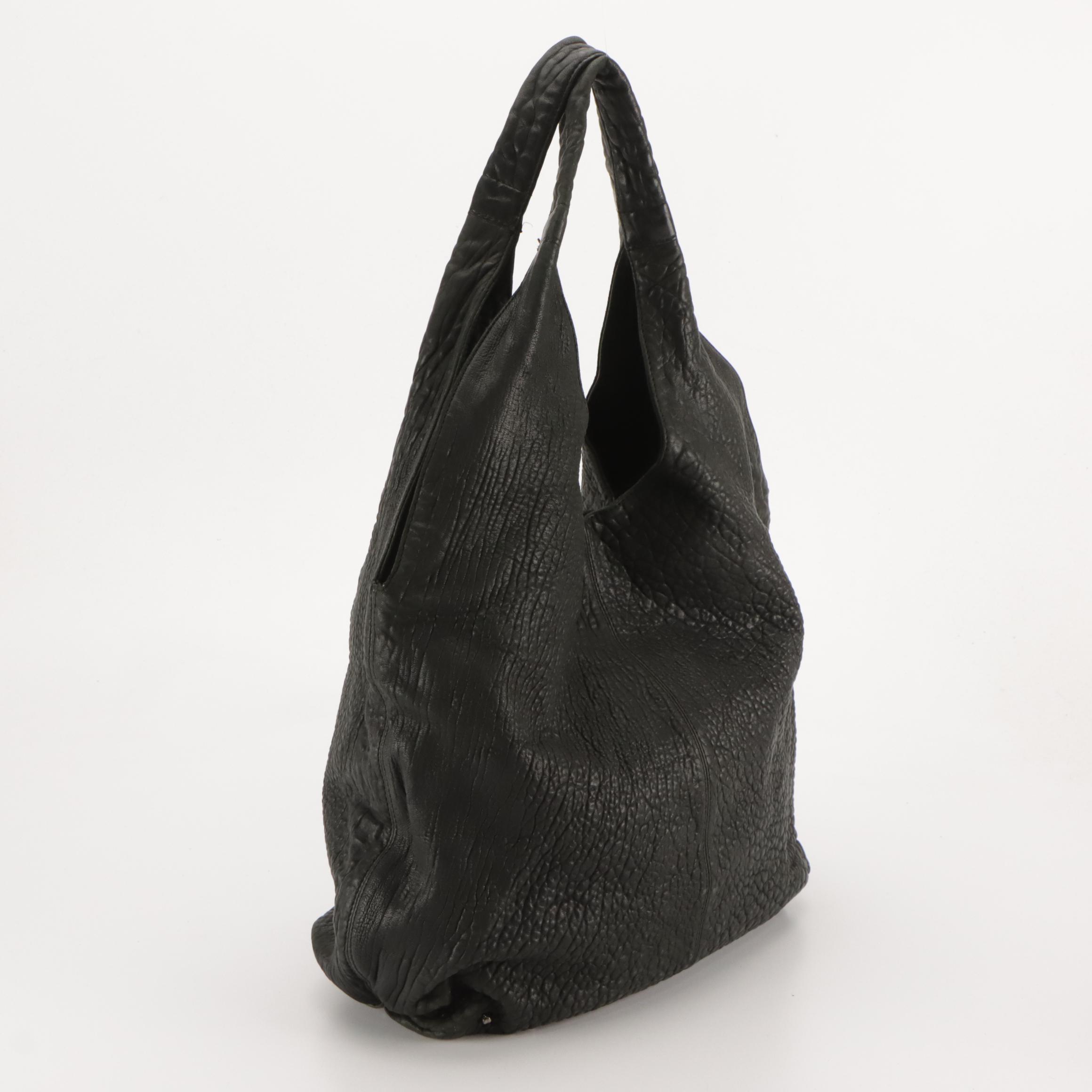 Worth Embossed Snakeskin Two-Way Messenger Bag W/ Large Grained Leather Hobo Bag