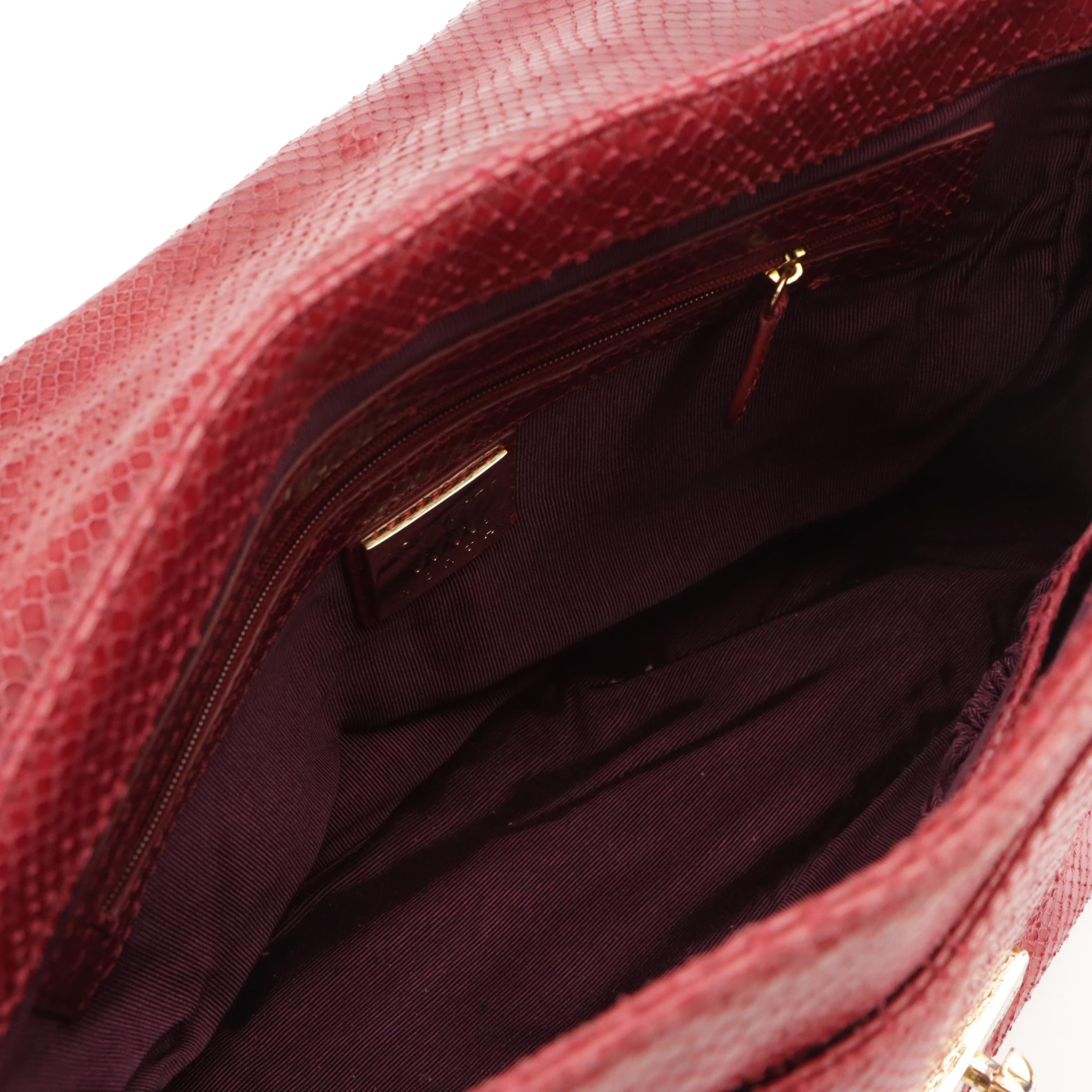 Worth Embossed Snakeskin Two-Way Messenger Bag W/ Large Grained Leather Hobo Bag