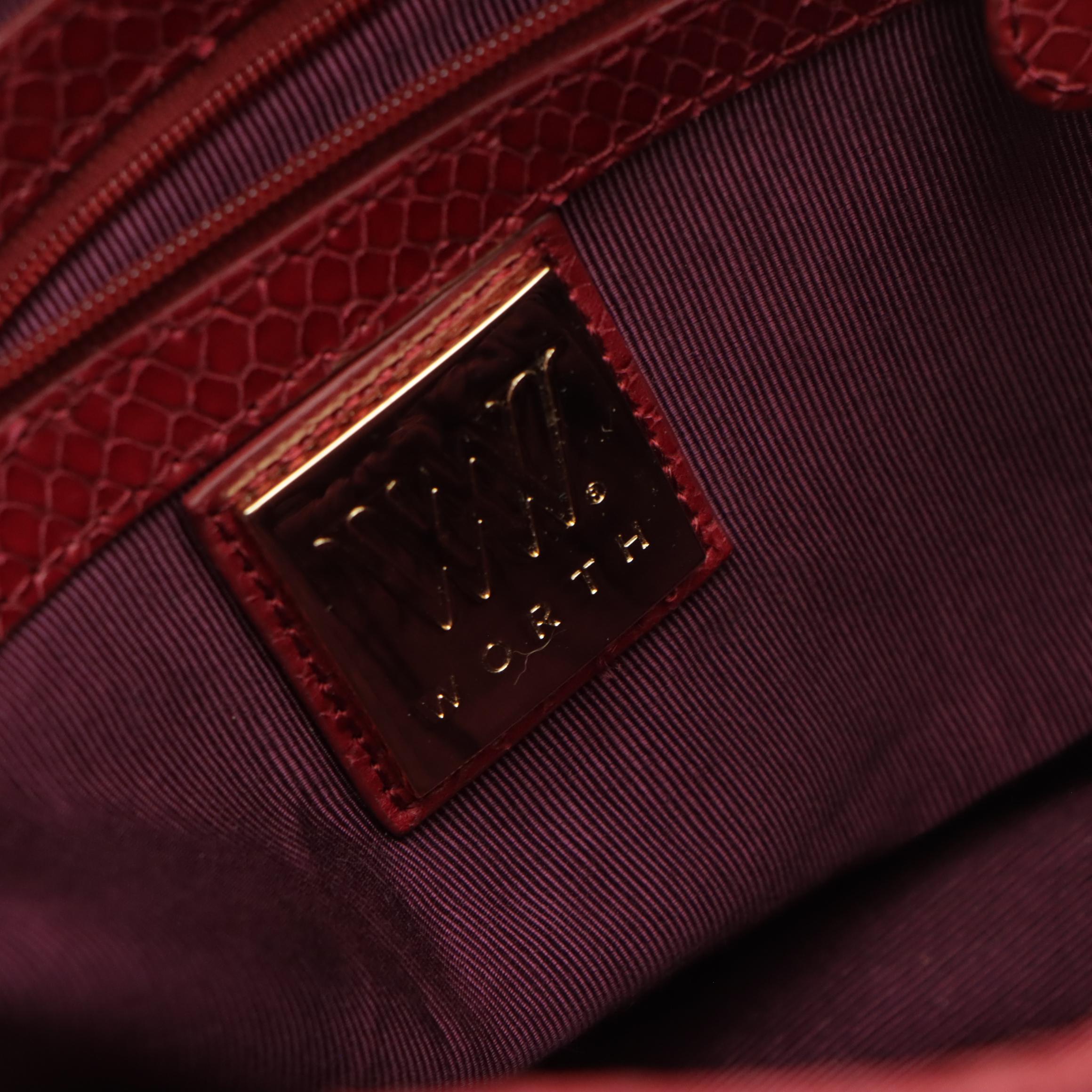 Worth Embossed Snakeskin Two-Way Messenger Bag W/ Large Grained Leather Hobo Bag