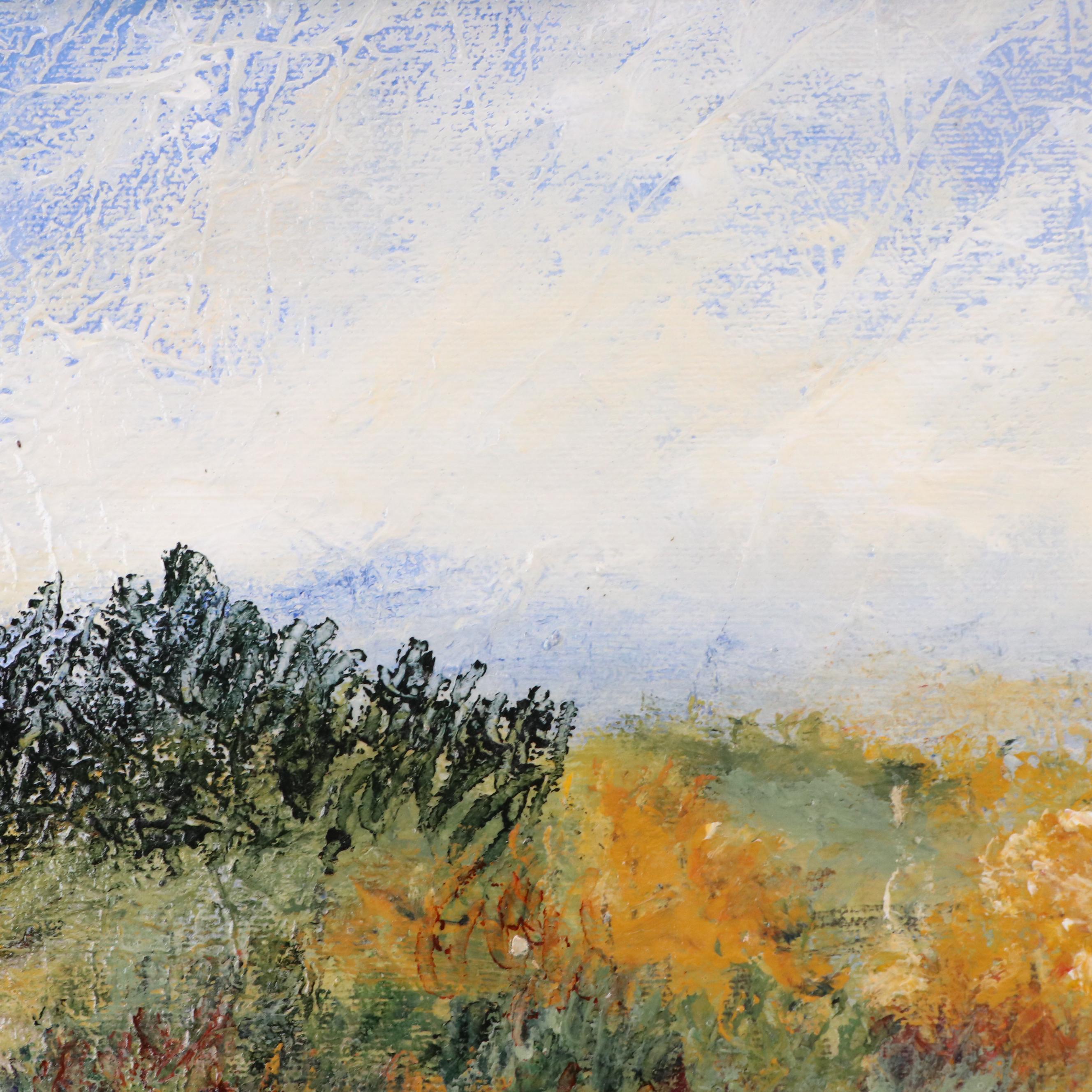 Impasto Landscape Oil Painting of Meandering River, Late 20th to Early 21st C.