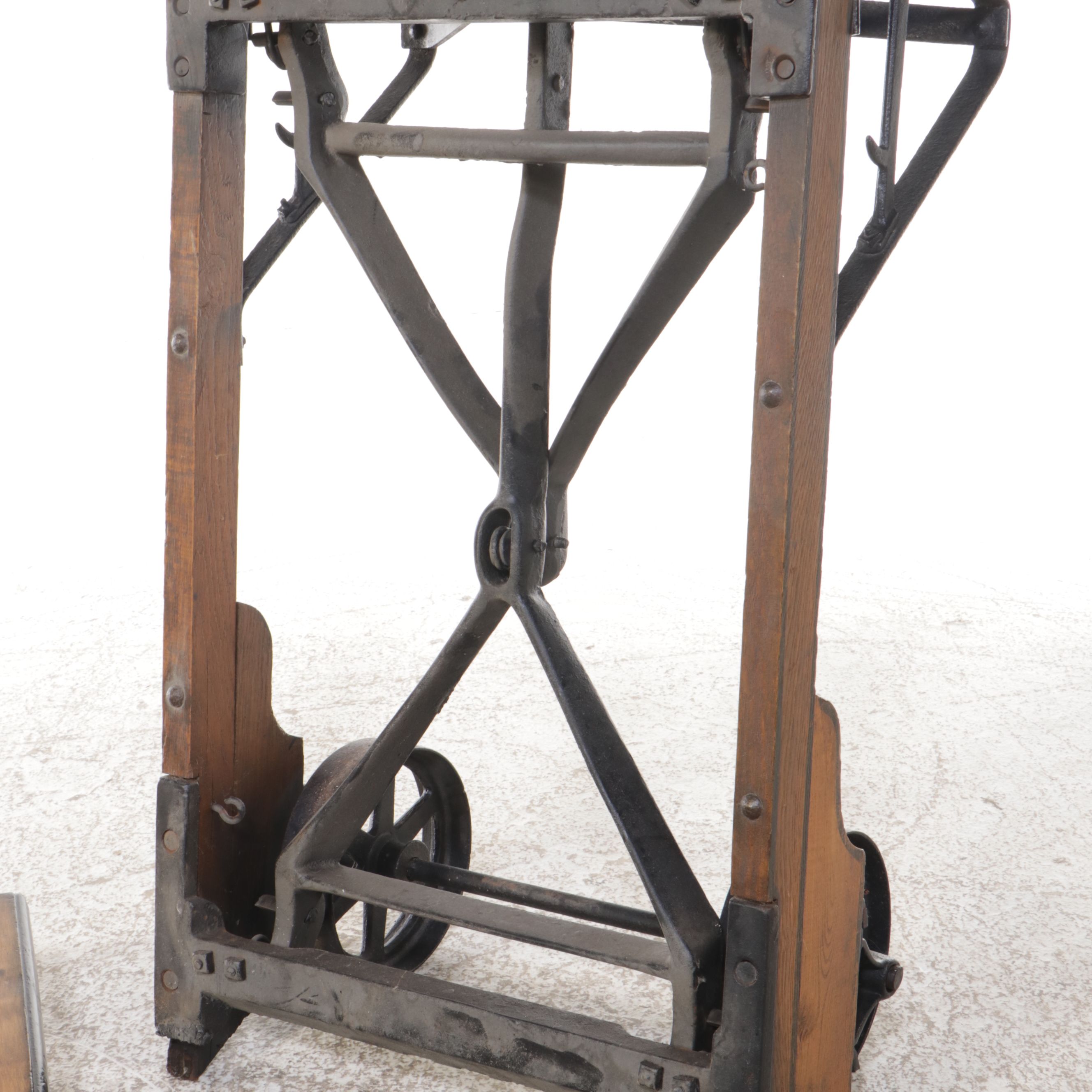 Industrial Metal and Wood Hand Cart Grain Scale