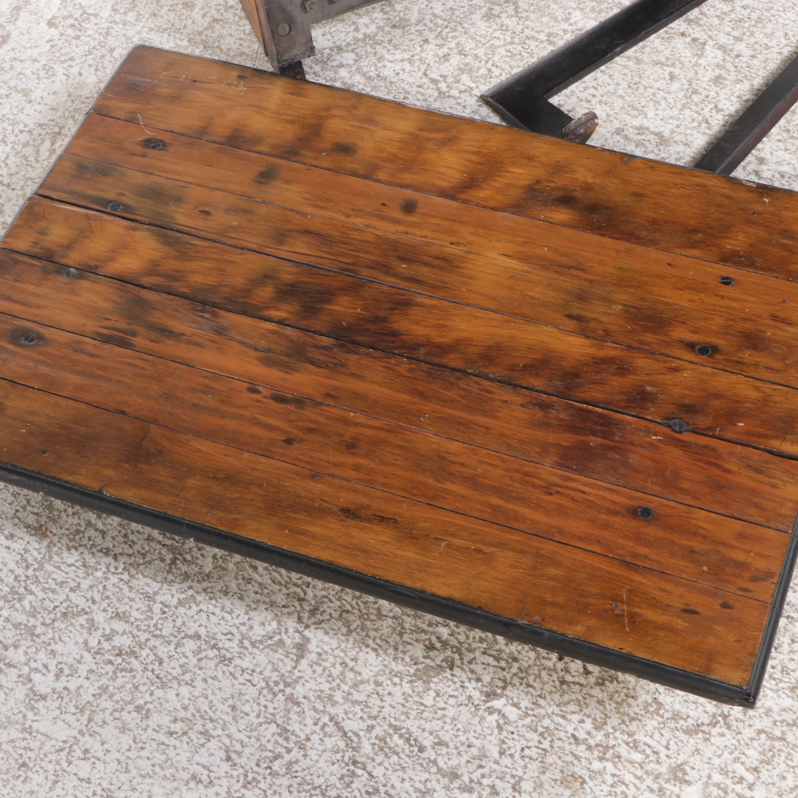 Industrial Metal and Wood Hand Cart Grain Scale
