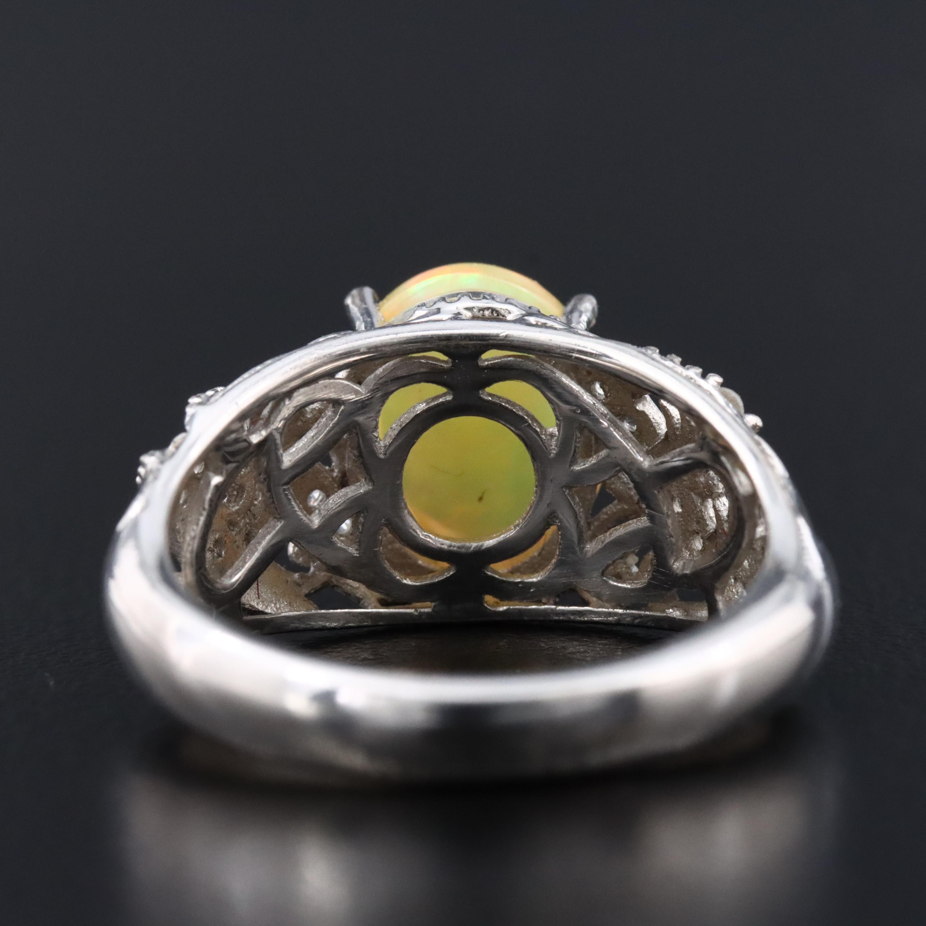 Sterling Opal and White Topaz Ring