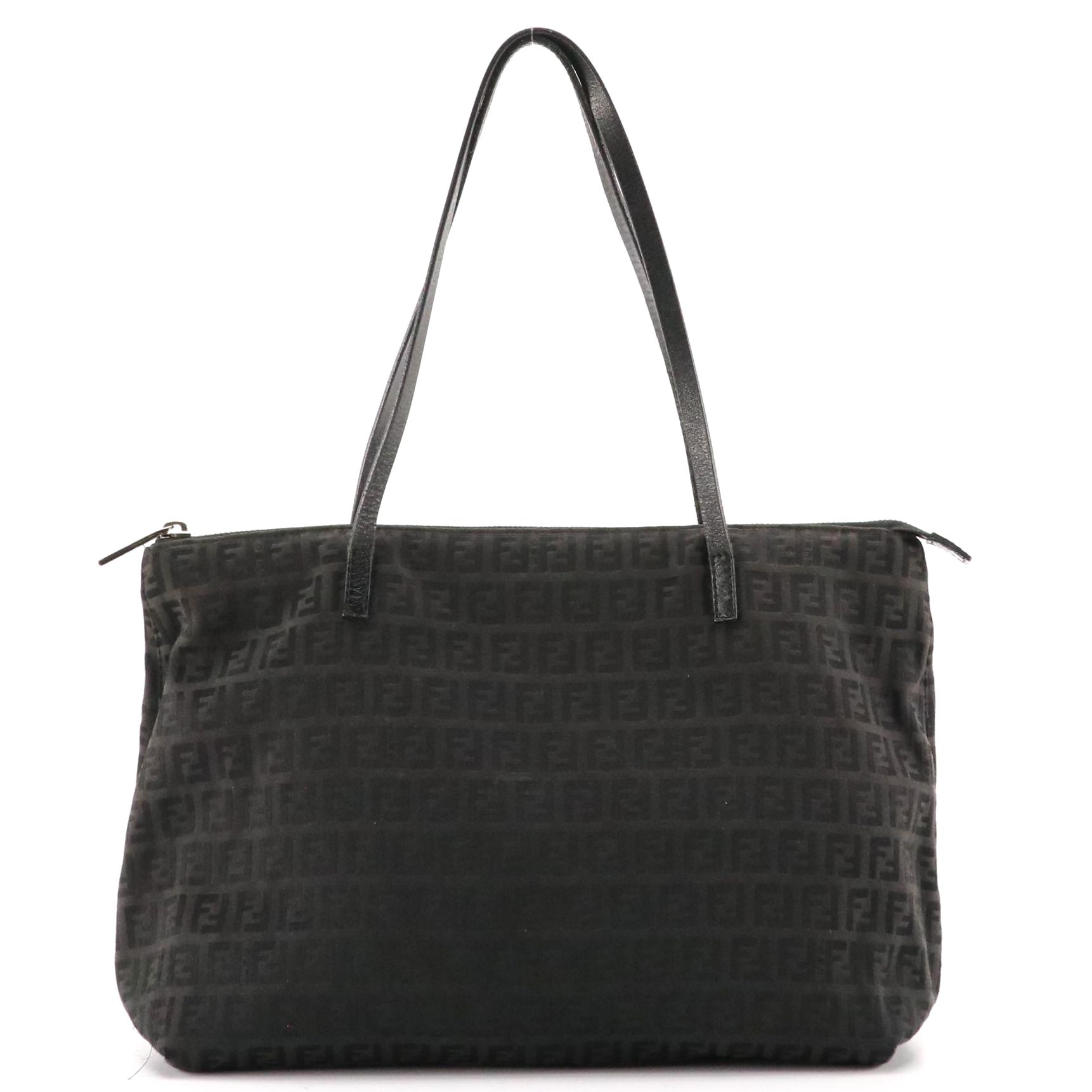 Fendi Shoulder Bag in Black Zucchino Jacquard Canvas and Leather