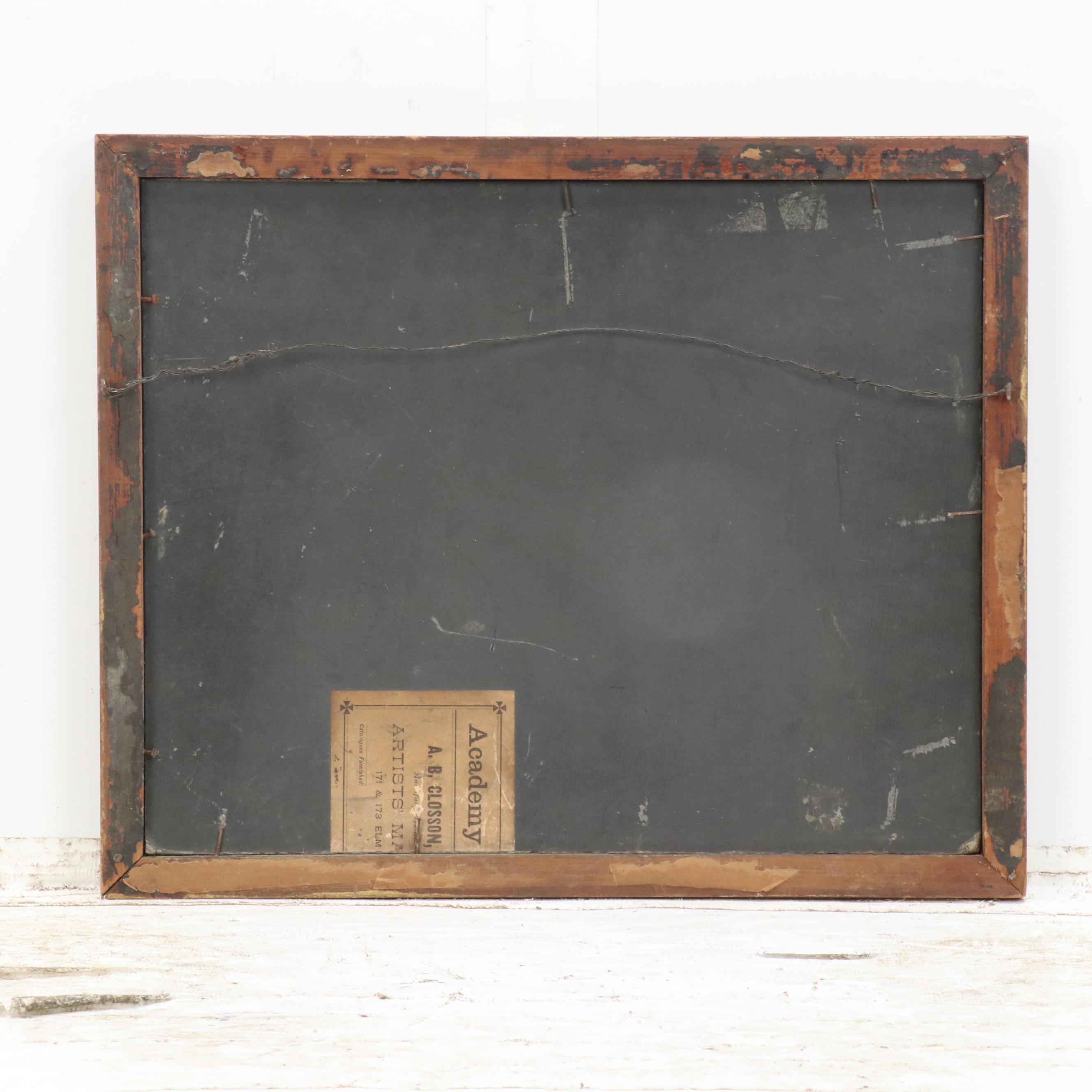 American School Rural Landscape Oil Painting, Circa 1900