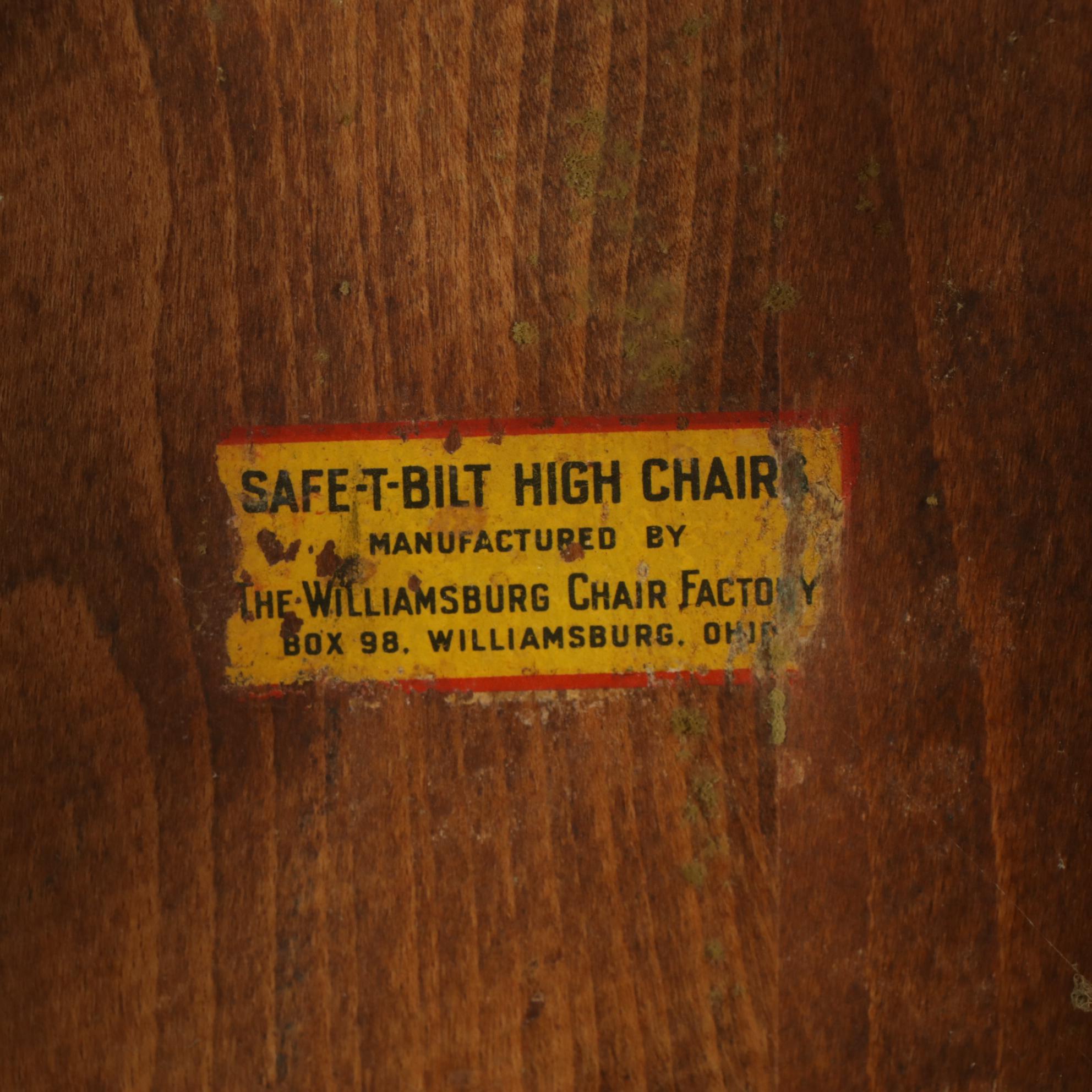 Wooden Crib and Safe-T-Bilt High Chair, Mid 20th Century