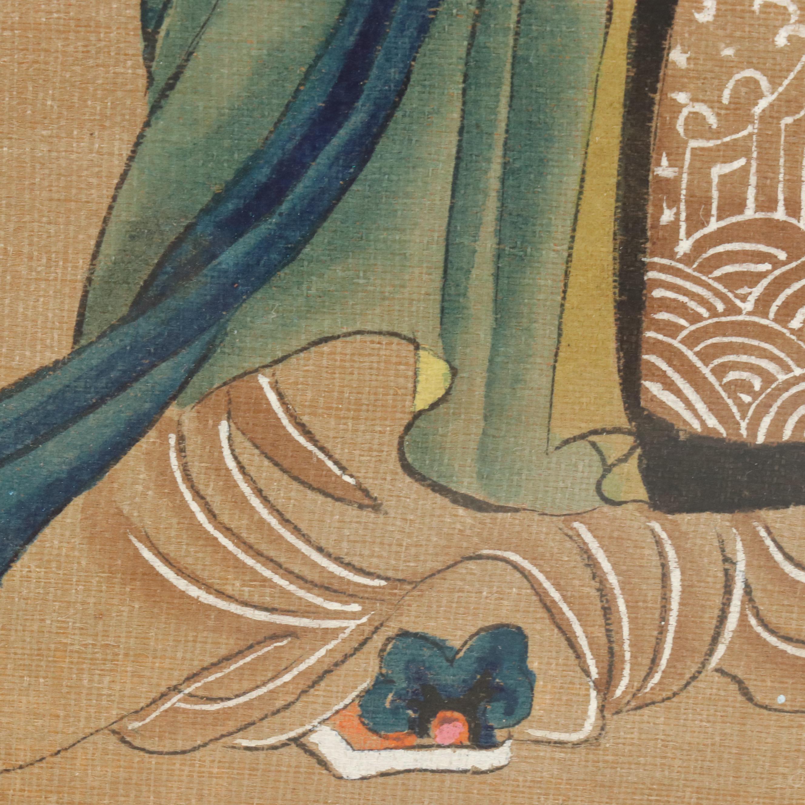 Chinese Gouache Painting on Silk of Yu the Great