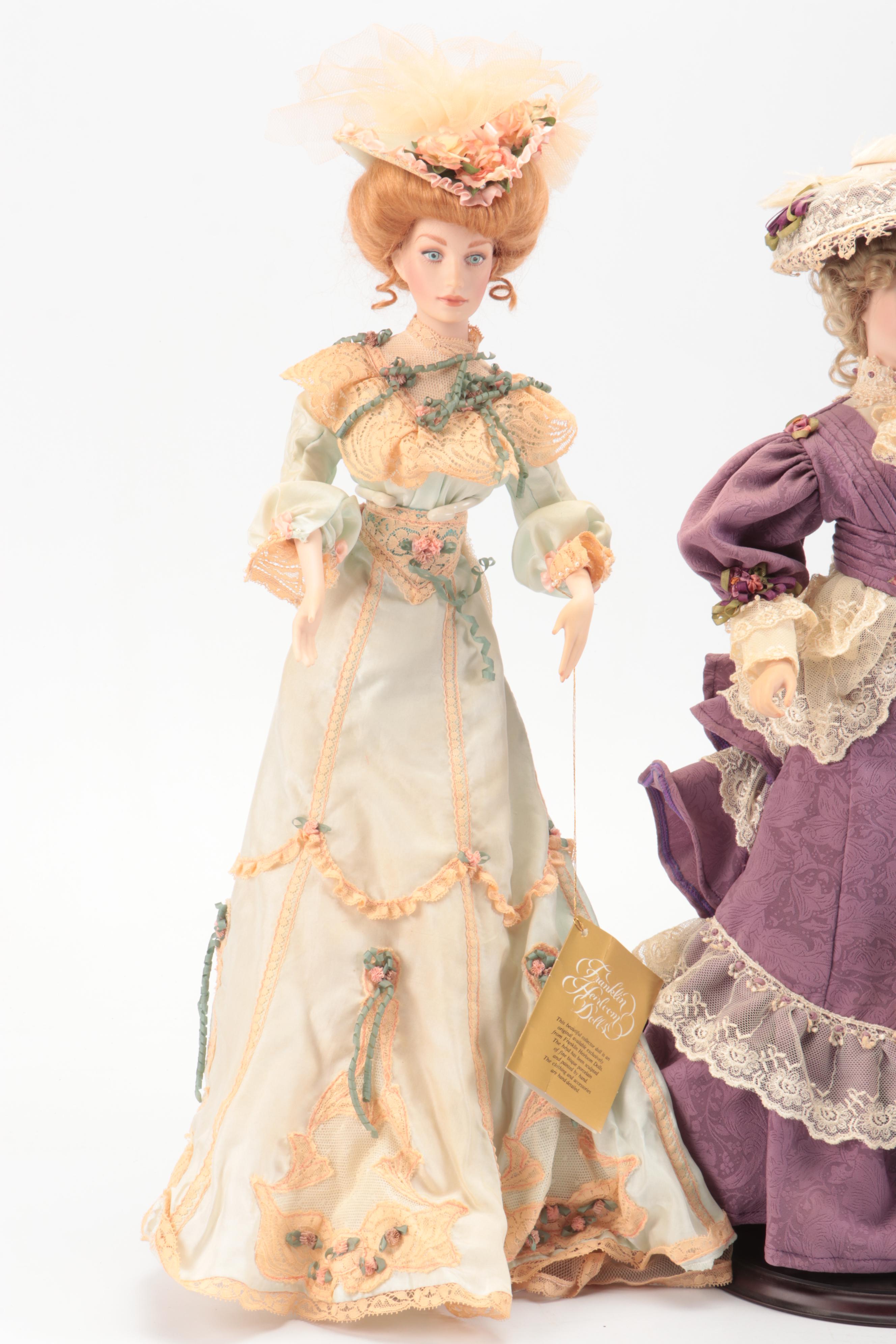Franklin Heirloom "Violette" and Other Gibson Girl Porcelain Doll, Late 20th C.