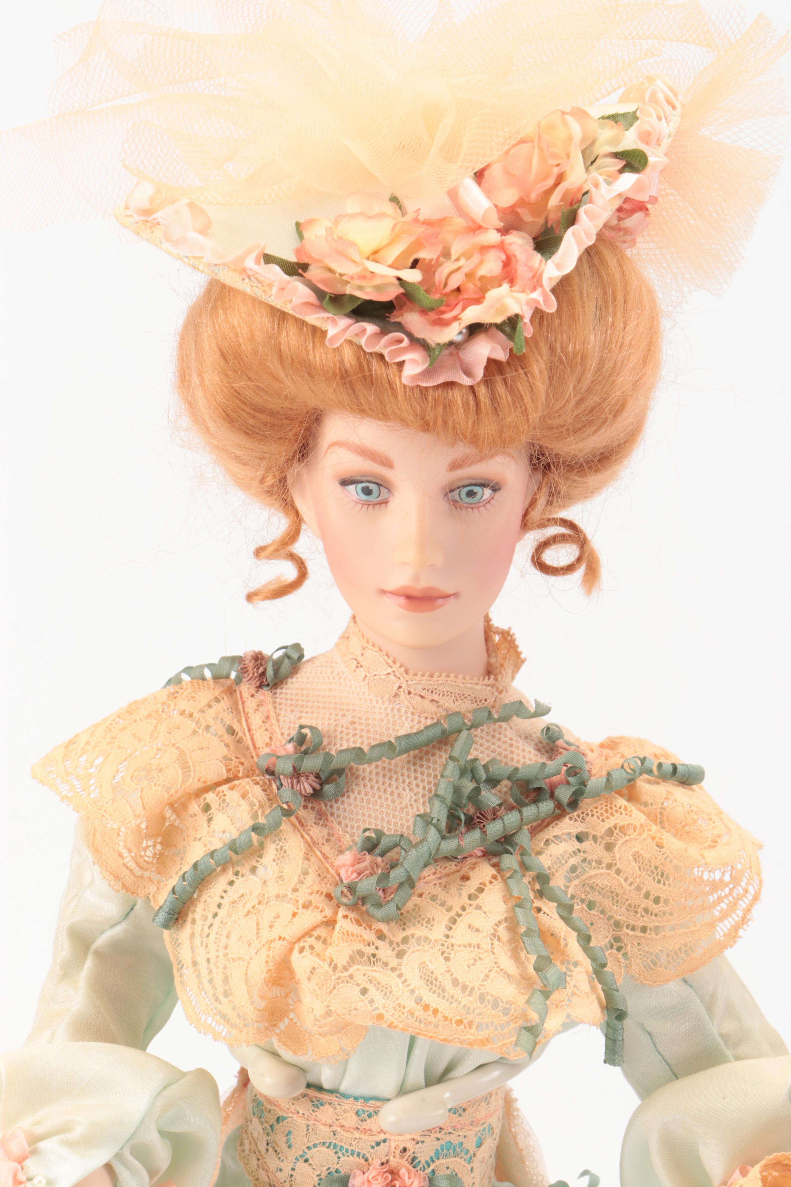 Franklin Heirloom "Violette" and Other Gibson Girl Porcelain Doll, Late 20th C.