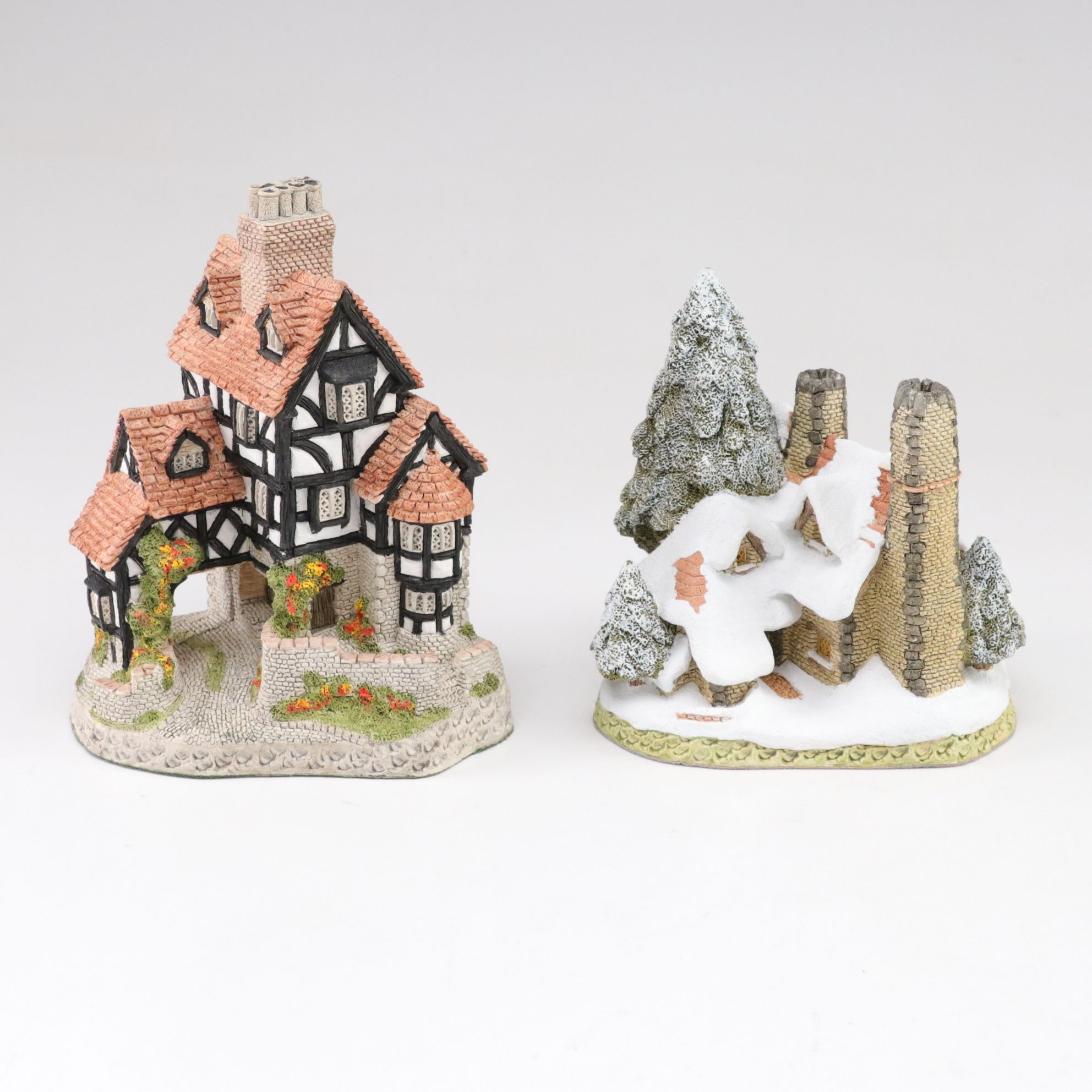 Six David Winter Cottages with "Squires Hall" and "Snow Cottage"