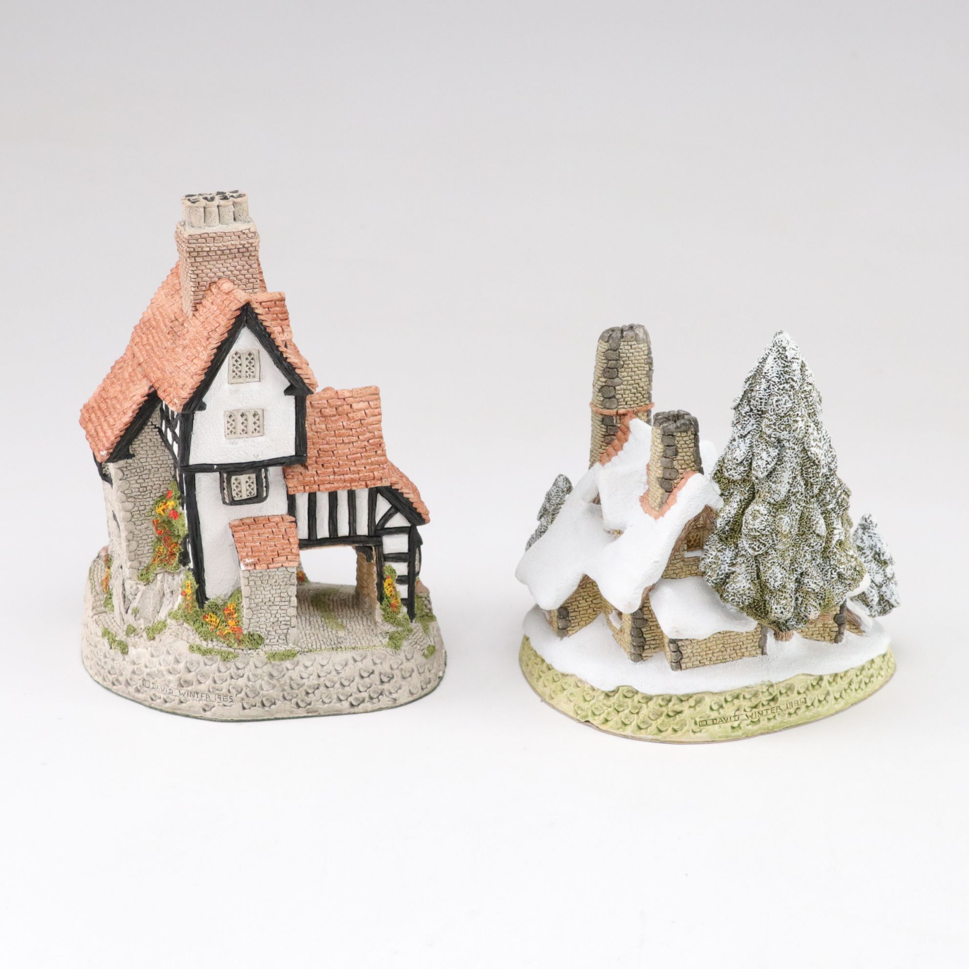 Six David Winter Cottages with "Squires Hall" and "Snow Cottage"