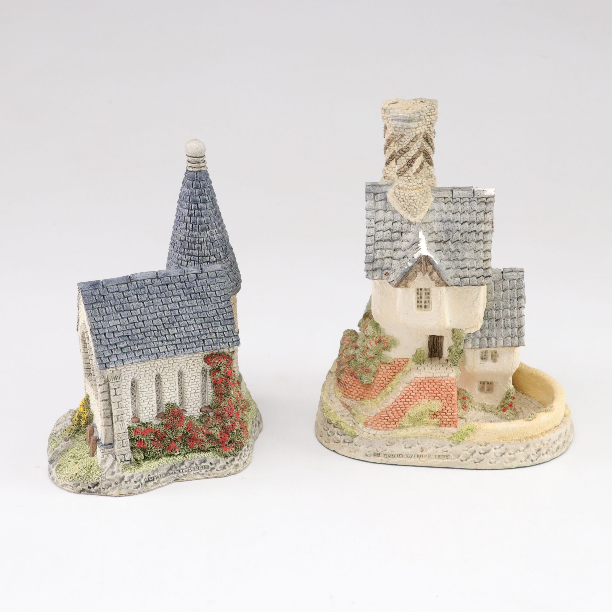 Six David Winter Cottages with "Squires Hall" and "Snow Cottage"