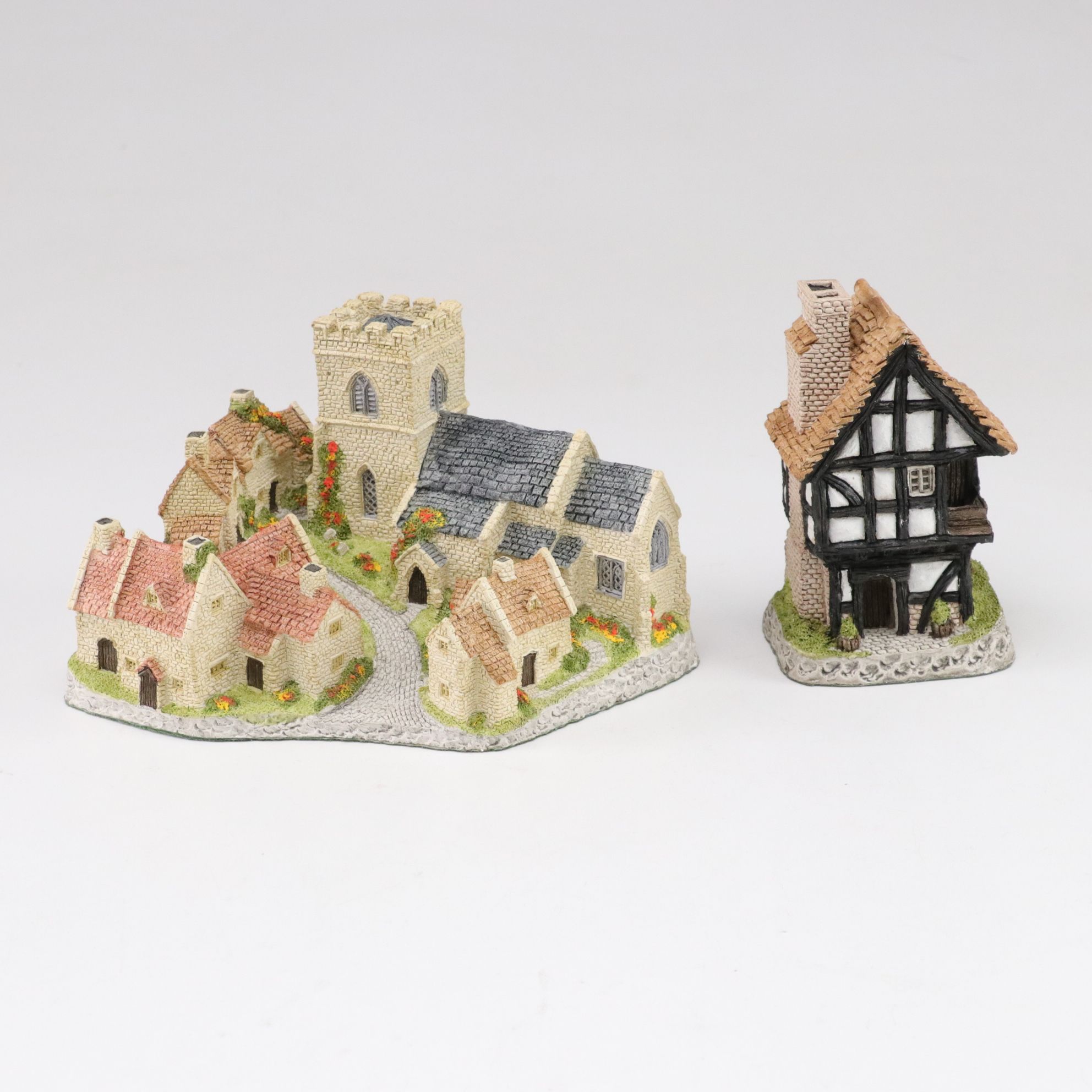 Six David Winter Cottages with "Squires Hall" and "Snow Cottage"