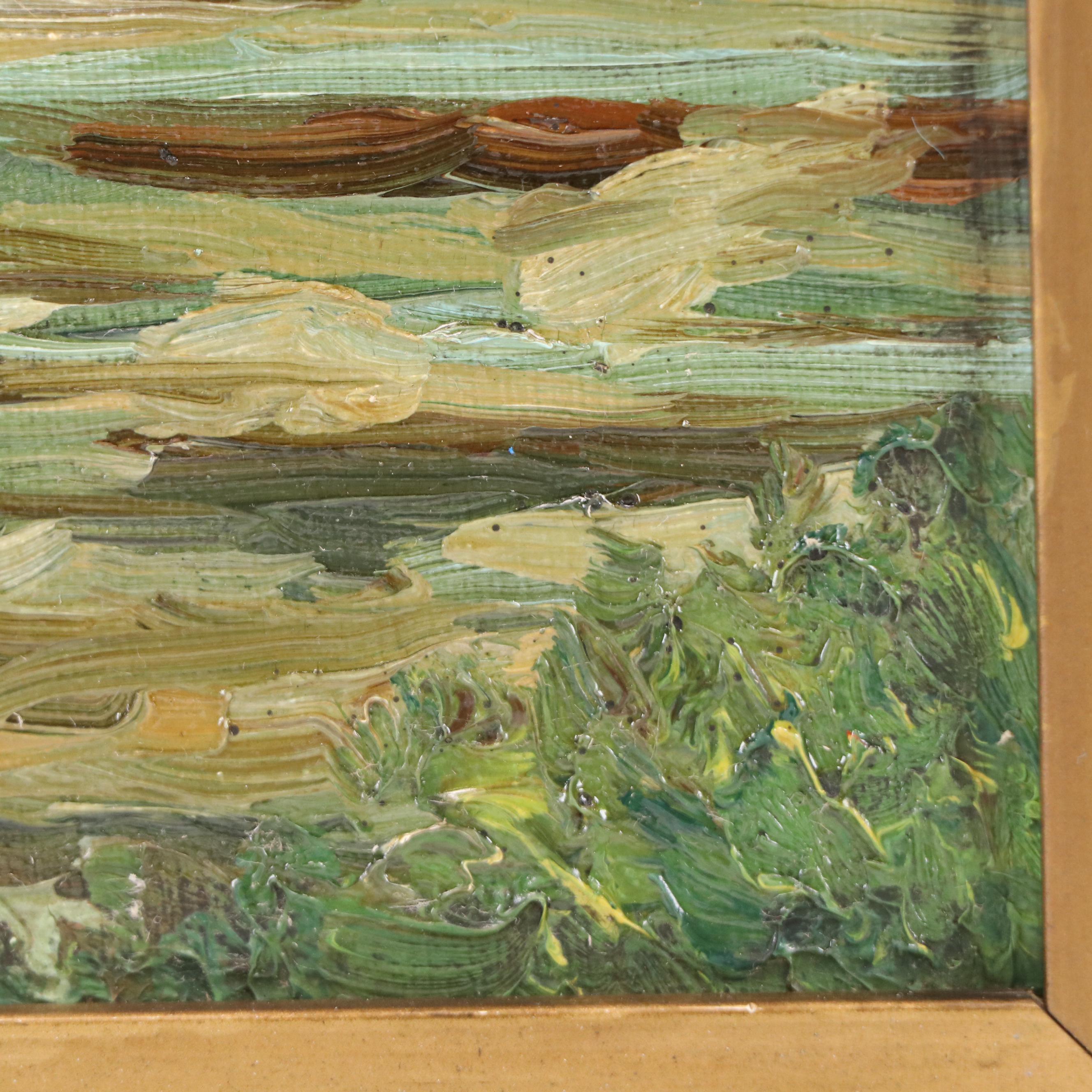 Impasto Oil Painting of Step Waterfalls, Early 20th Century