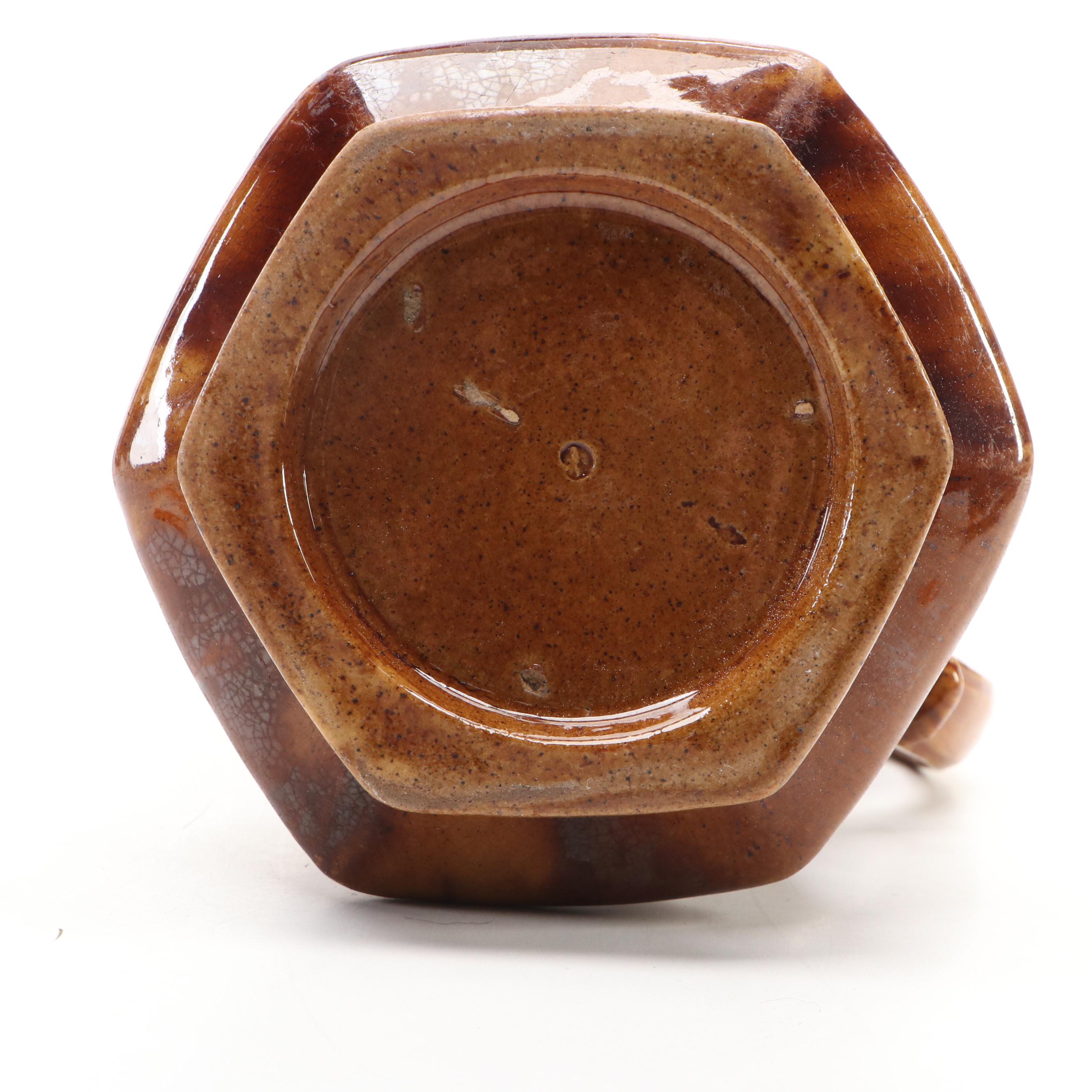 Bennington Rockingham Glazed Yellowware Ewer and Basin, 19th Century