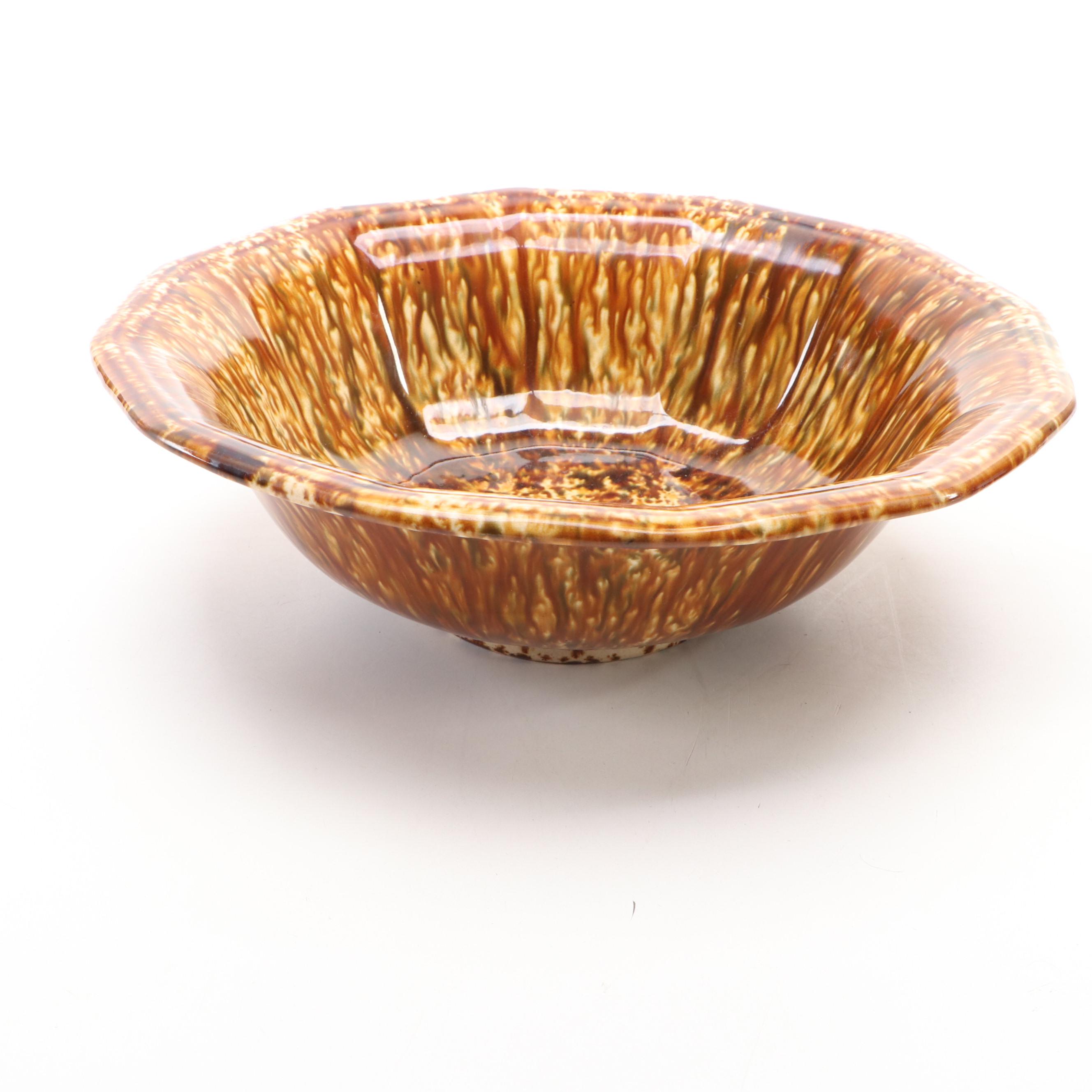 Bennington Rockingham Glazed Yellowware Ewer and Basin, 19th Century