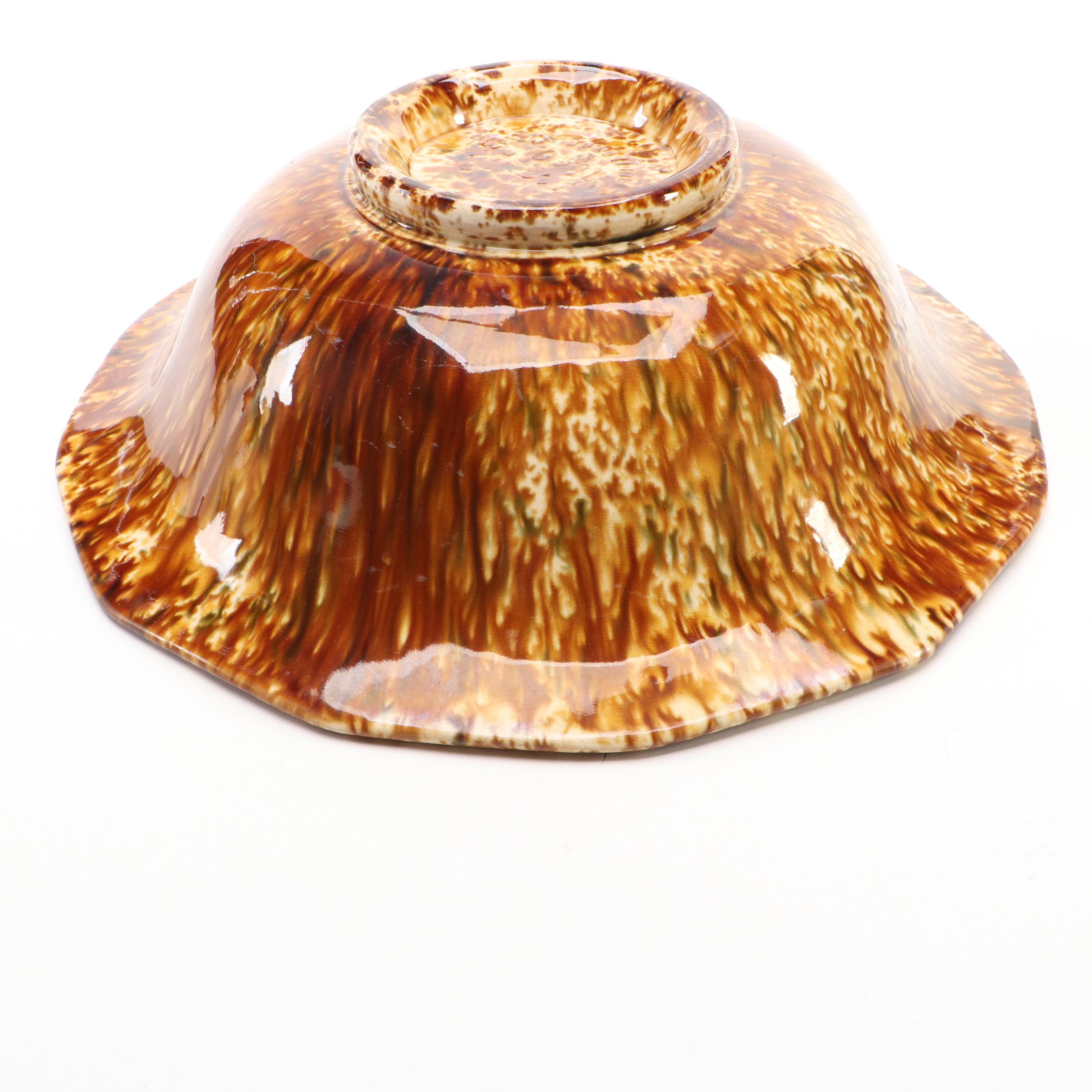 Bennington Rockingham Glazed Yellowware Ewer and Basin, 19th Century