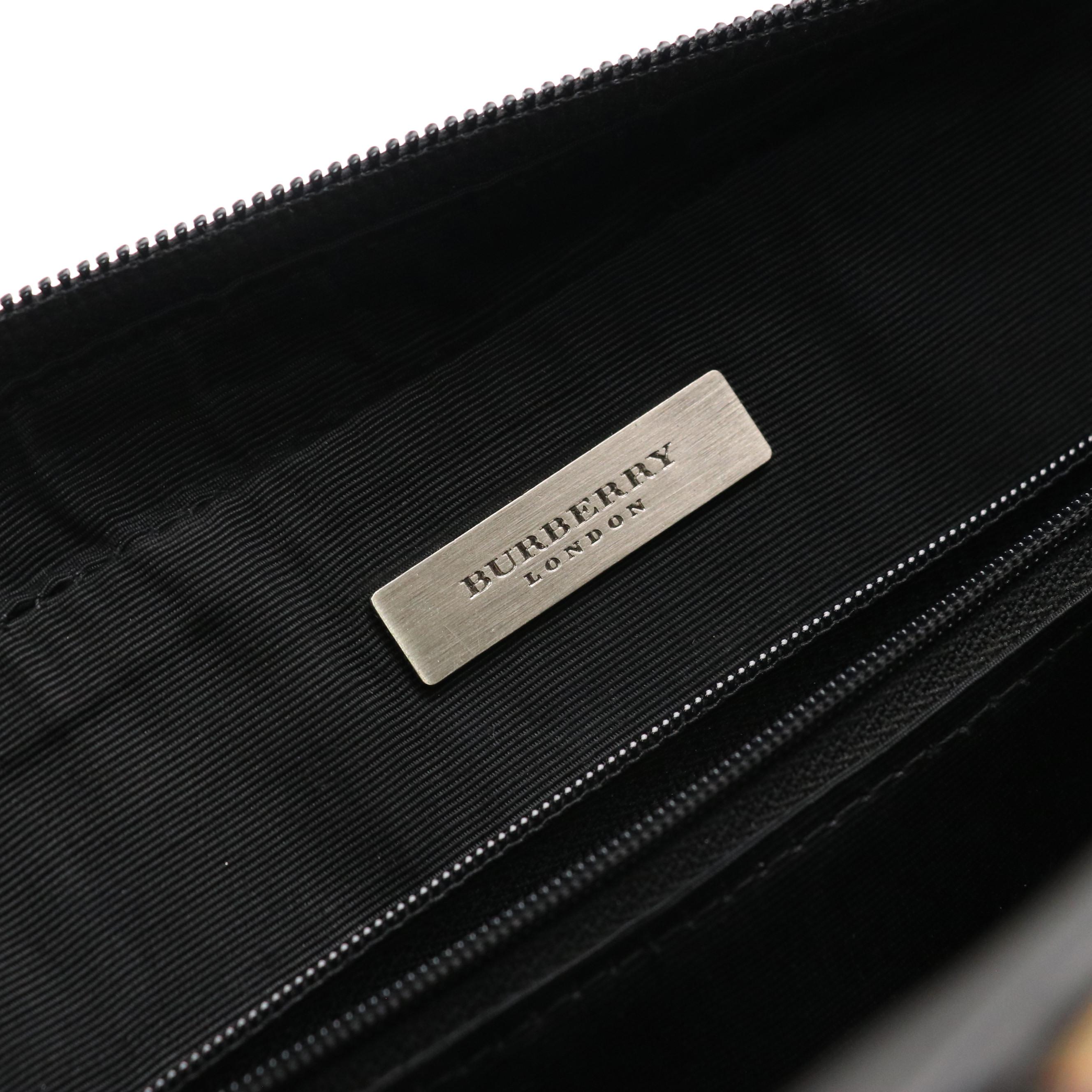 Burberry Zip-Around Top Handle Satchel in Calfskin Leather & Nova Check Accents