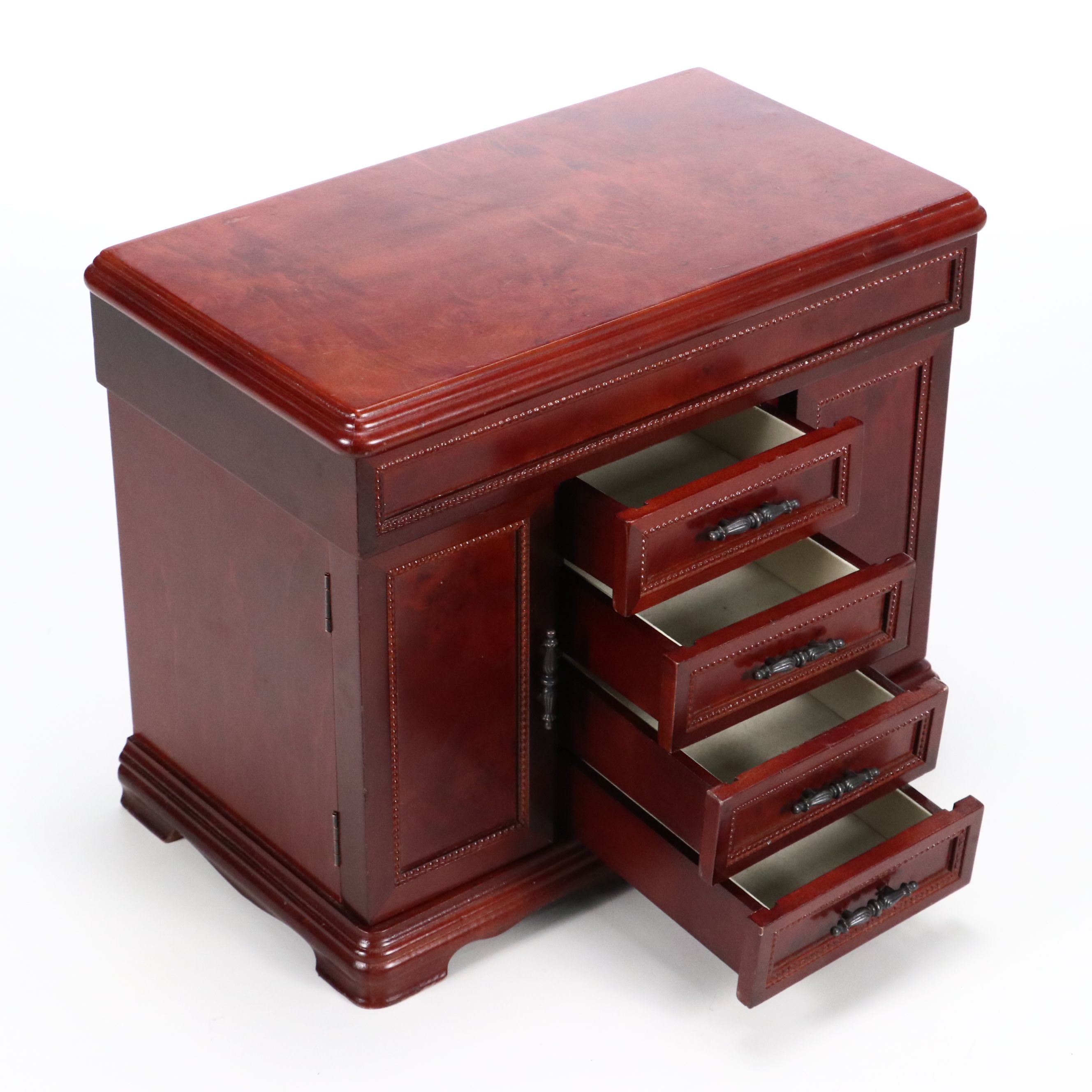 Faux Burl Wood Jewelry Chest