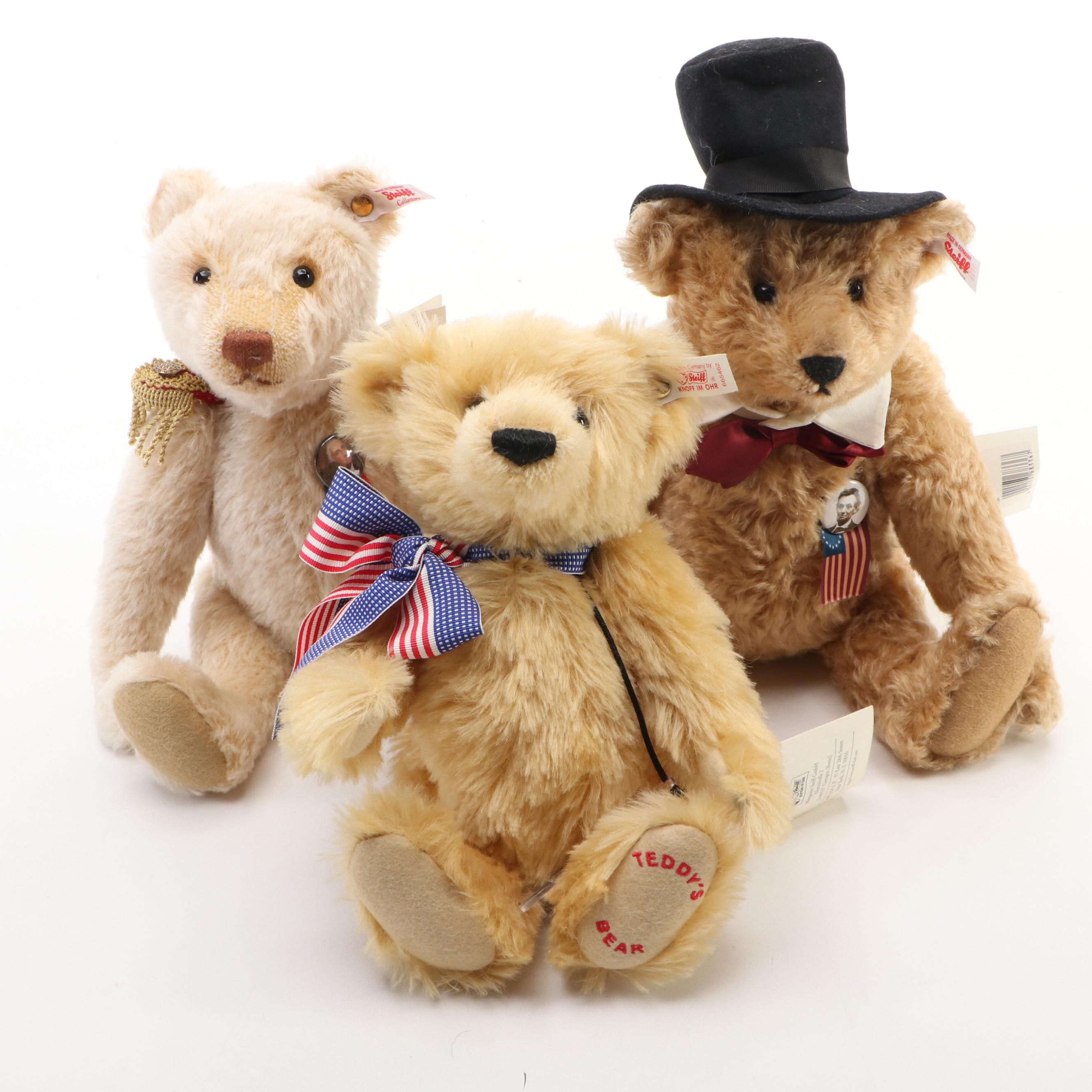 Steiff "Abraham Lincoln," "Teddy Bear George" and "Teddy's Bear" Stuffed Animals
