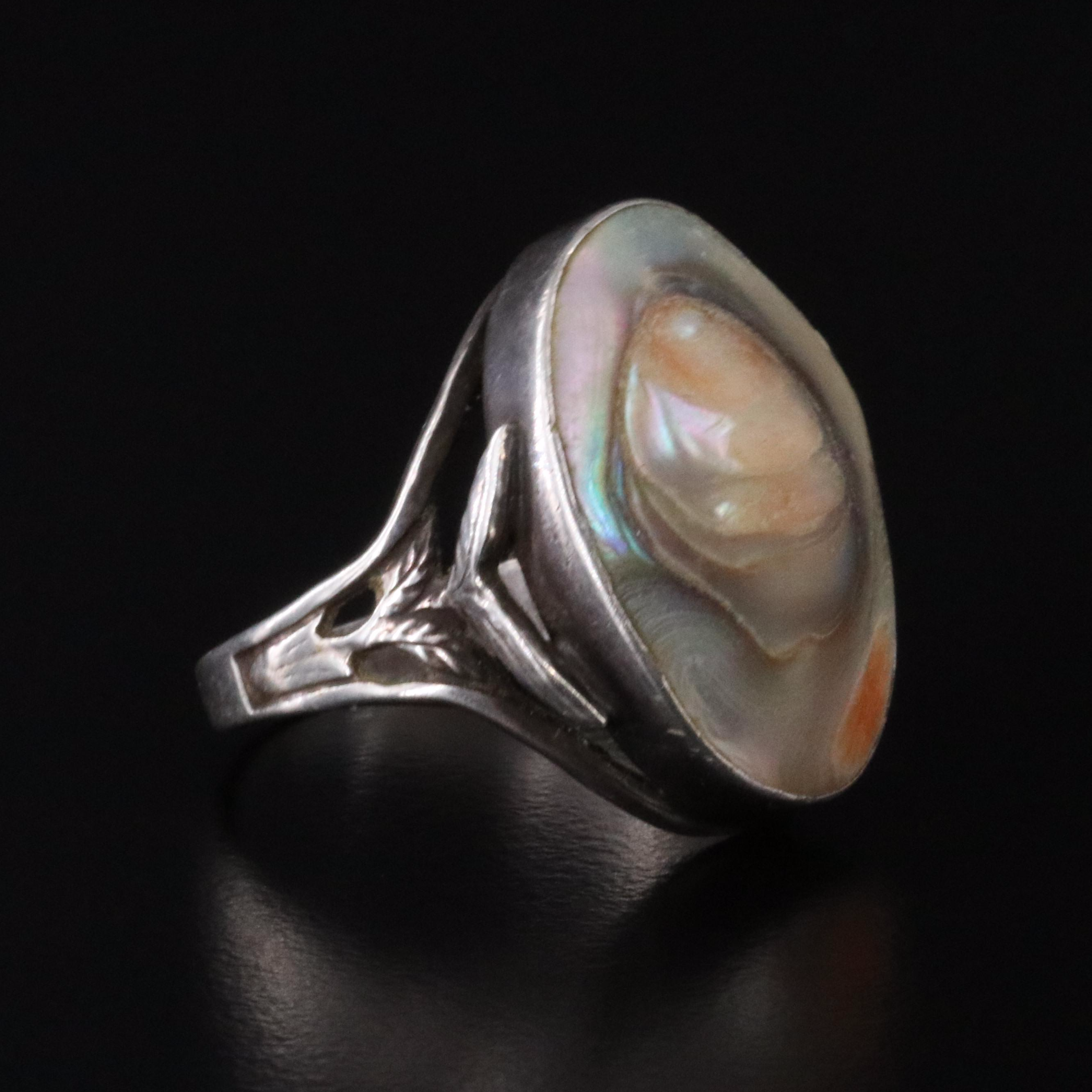 Antique Sterling Operculum Shell Ring