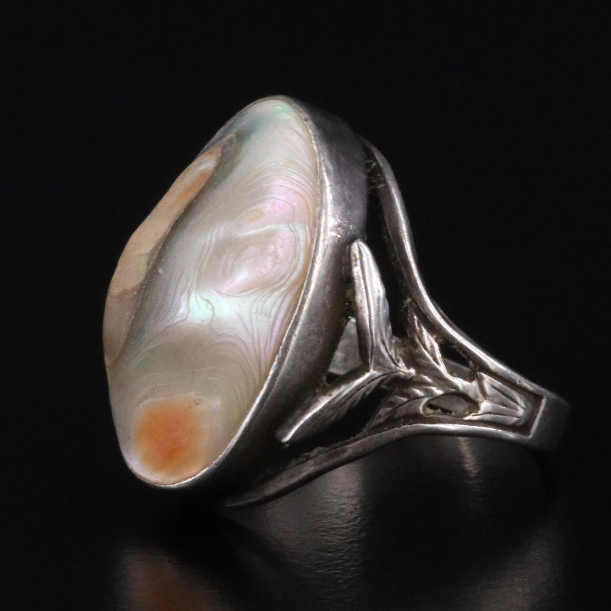 Antique Sterling Operculum Shell Ring