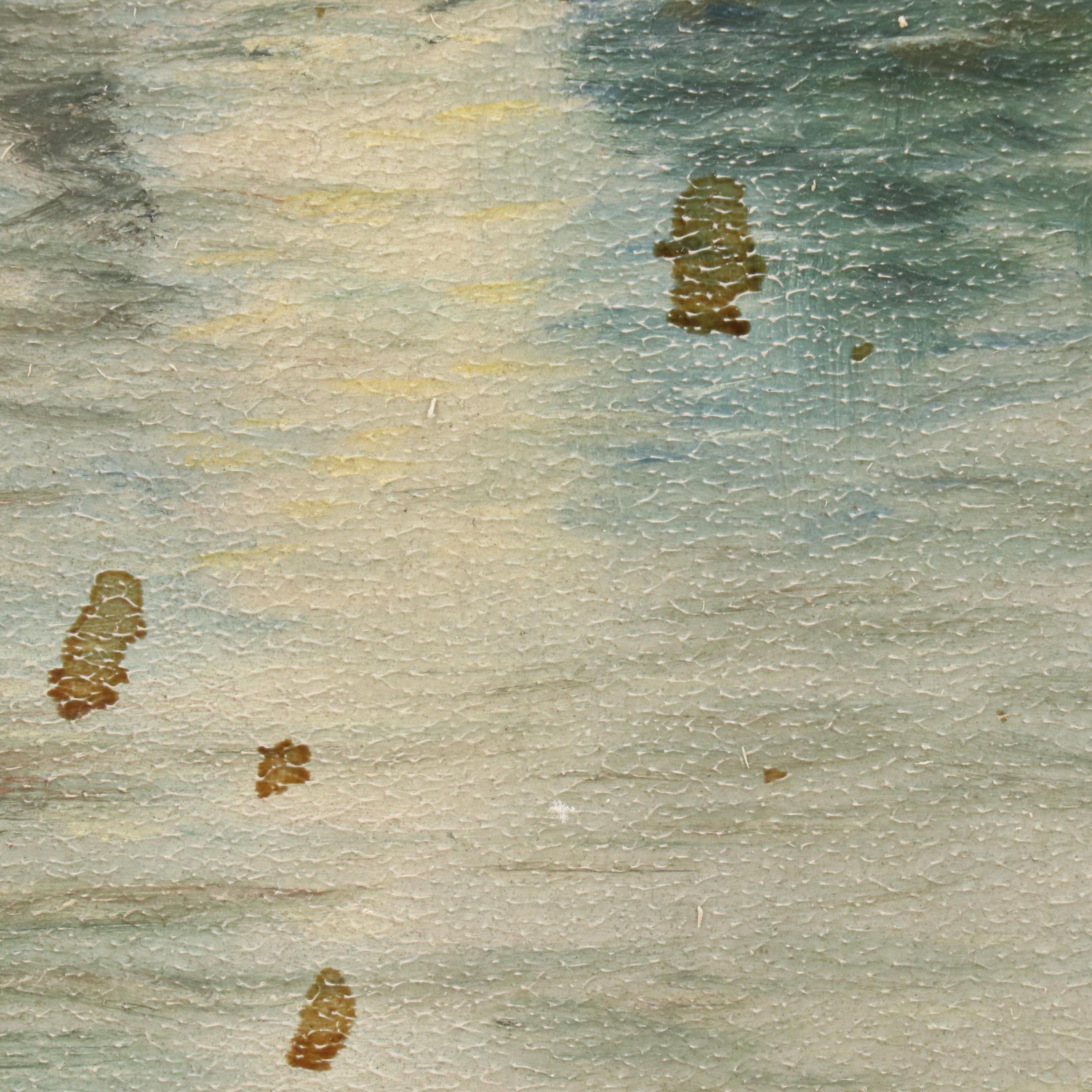 Folk Art Landscape Oil Painting