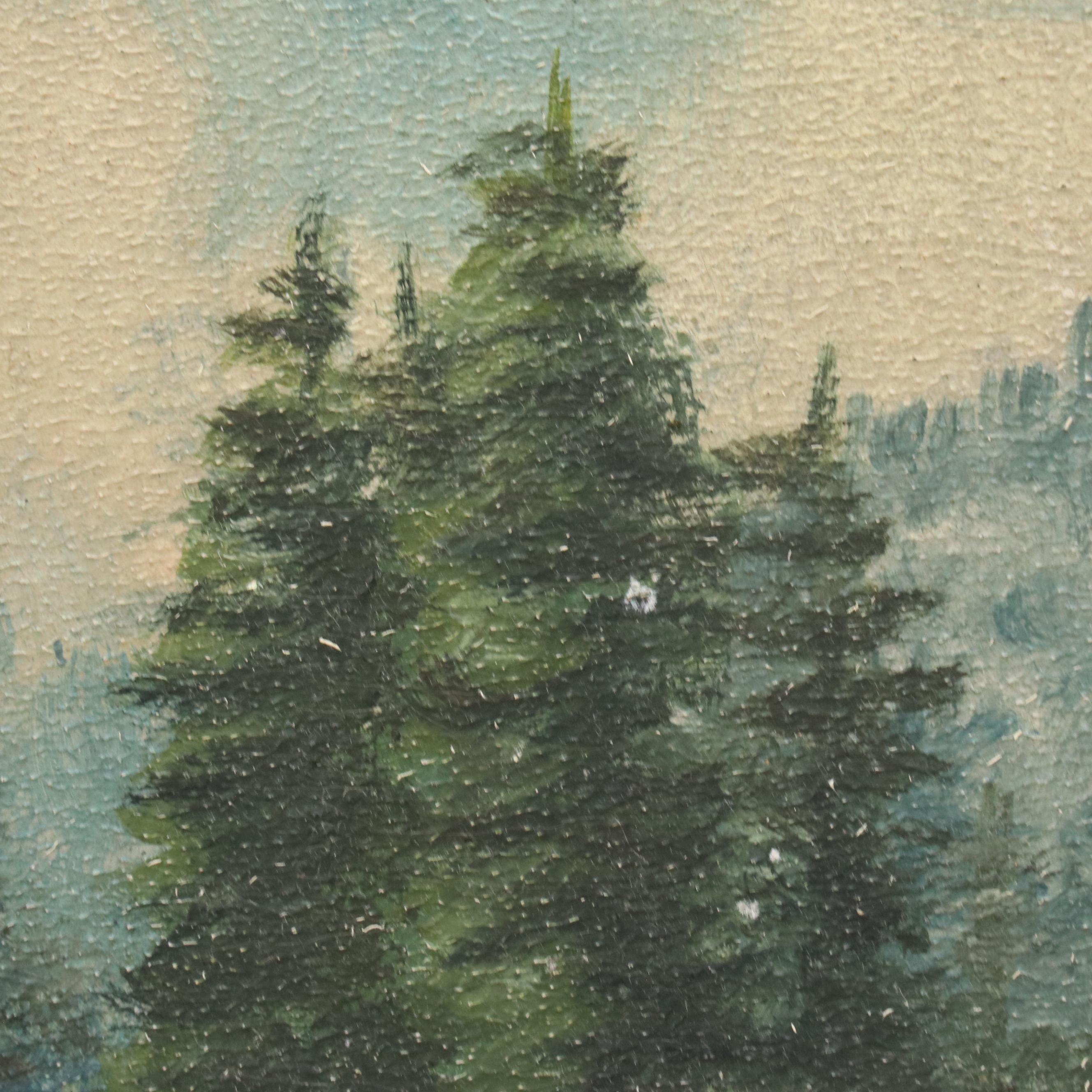 Folk Art Landscape Oil Painting