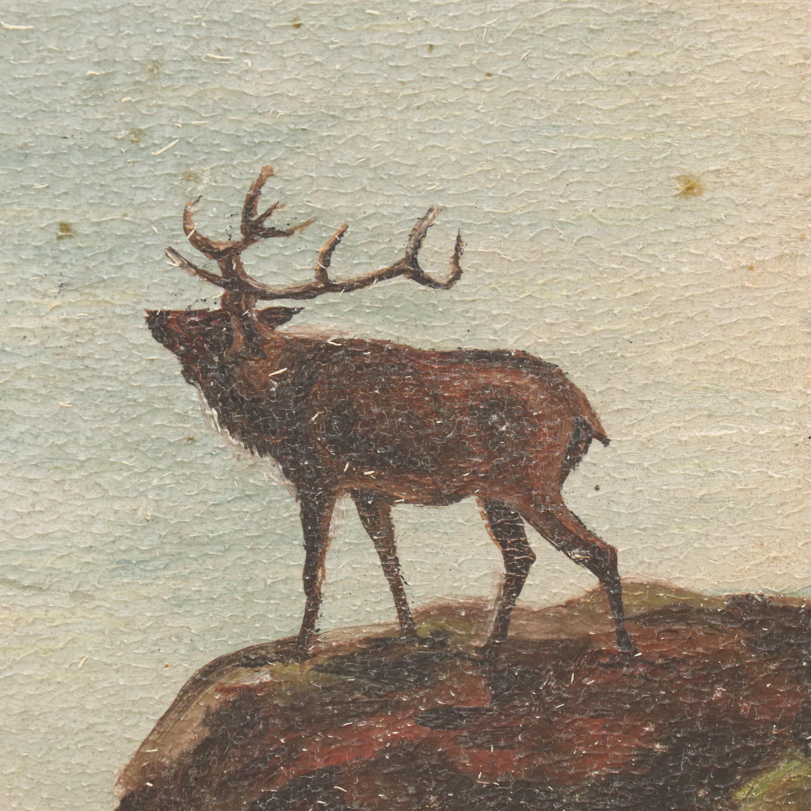 Folk Art Landscape Oil Painting