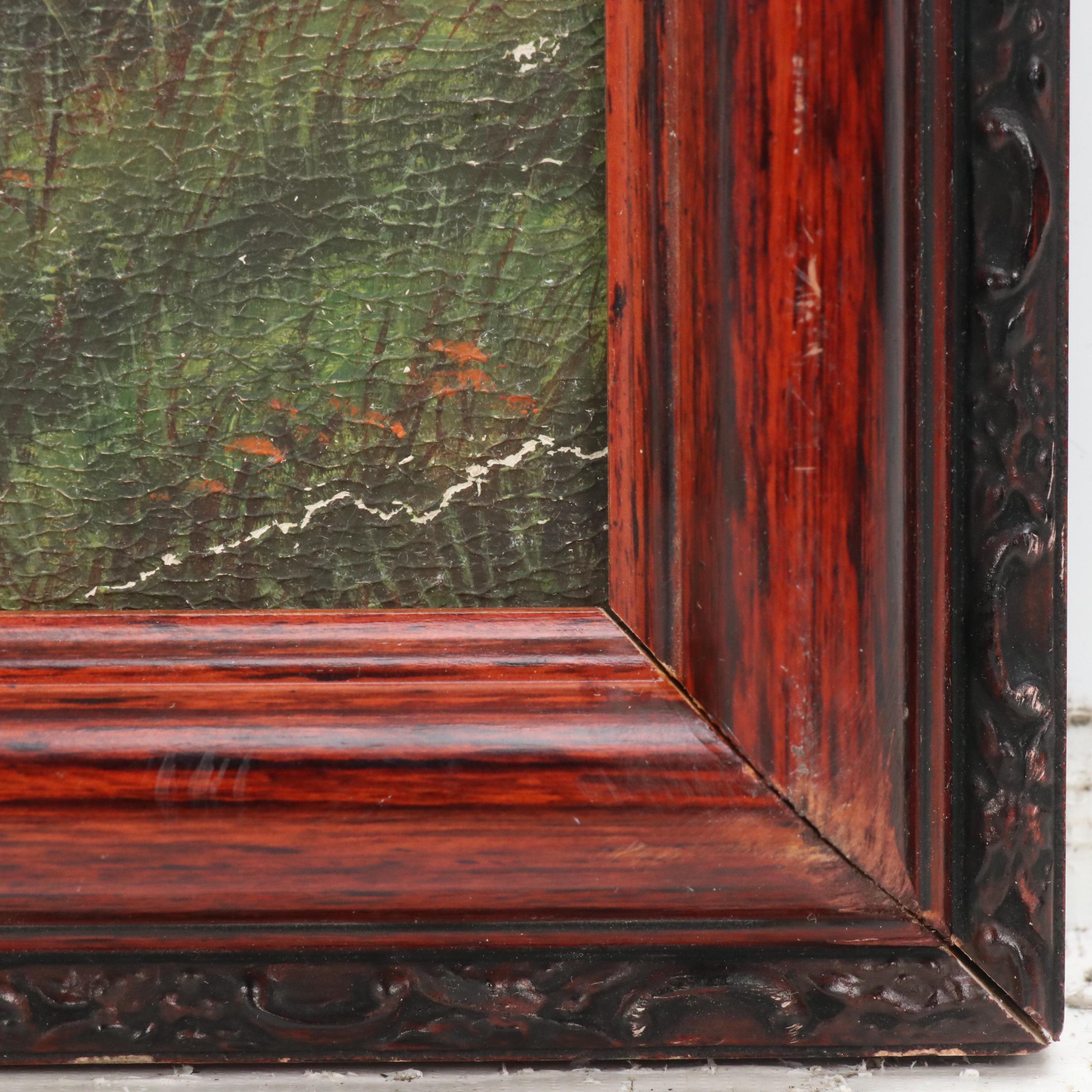 Folk Art Landscape Oil Painting