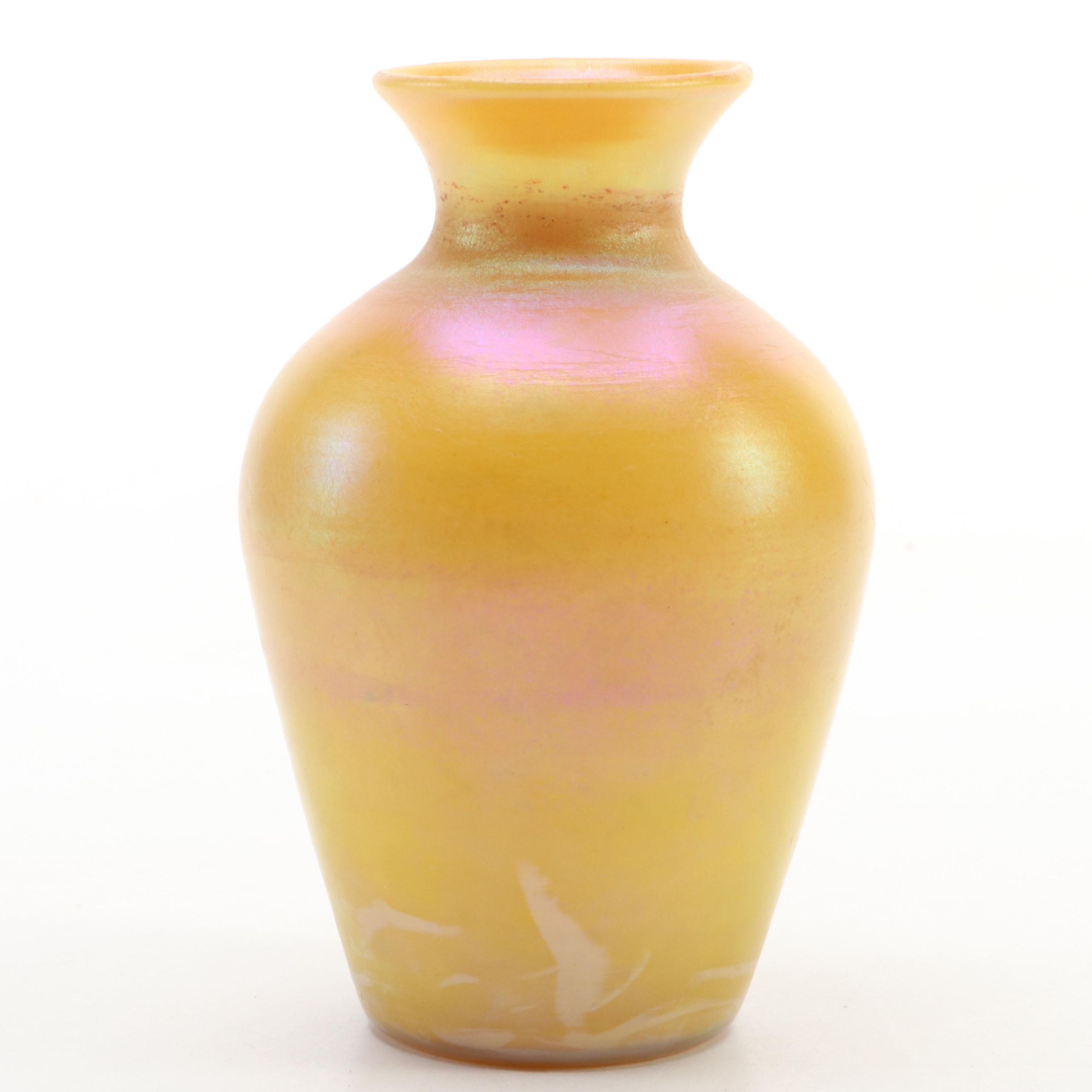Iridescent Art Glass Vase Attributed to Durand, Early 20th Century