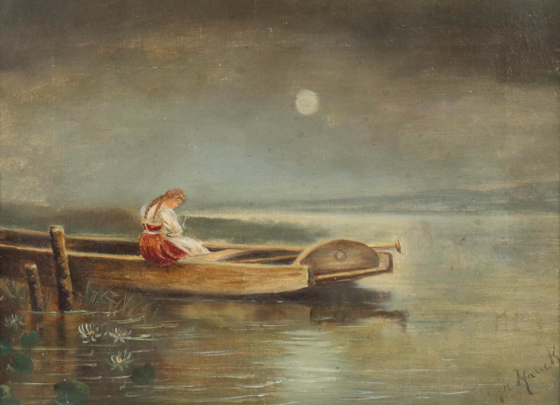 Hauck Oil Painting "Alone" After Heinrich Vosberg