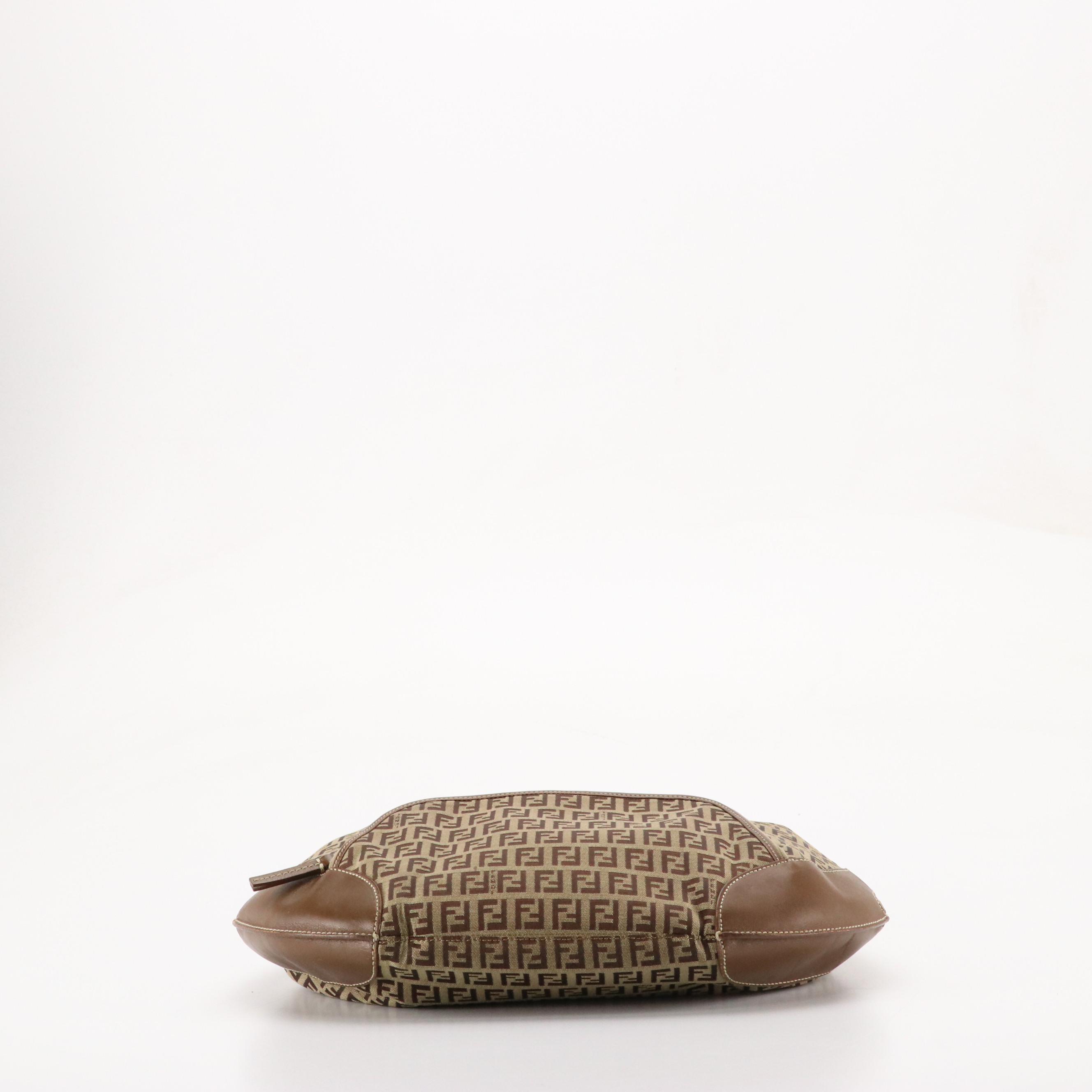 Fendi Chef Pocket Hobo Bag in Brown Zucchino Canvas and Leather Trim