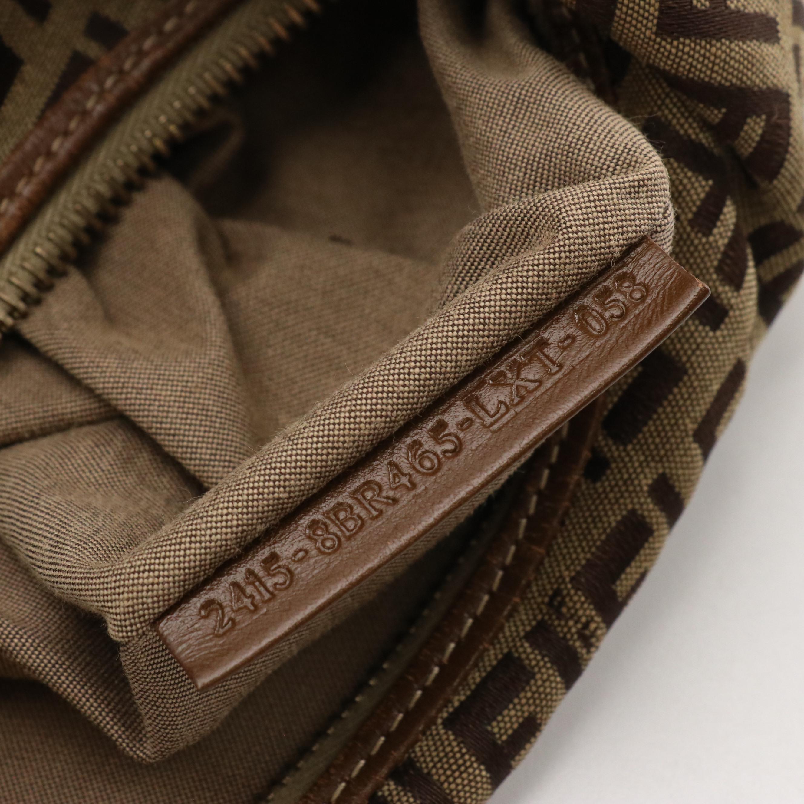 Fendi Chef Pocket Hobo Bag in Brown Zucchino Canvas and Leather Trim